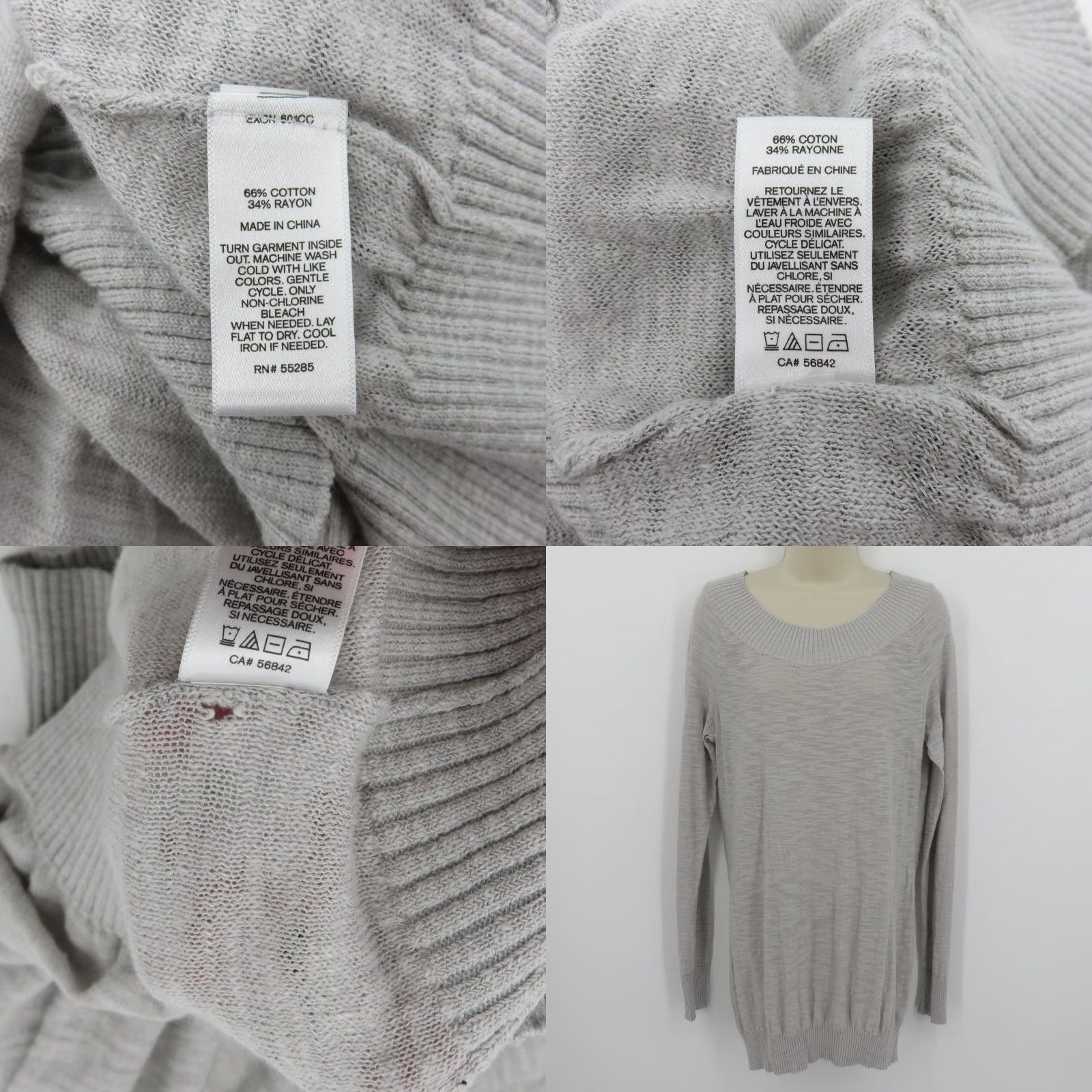 Express Express Women Large Ribbed Gray Burnout Long Sleeve Pullover Sweater NEW Size L / US 10 / IT 46 - 8 Thumbnail