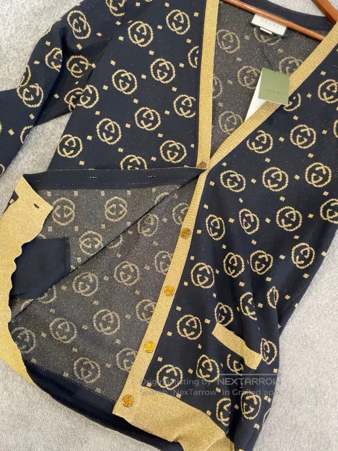 Gucci Gucci Black Gold Double G Knit Cardigan. Size L / US 10 / IT 46 - 5 Thumbnail
