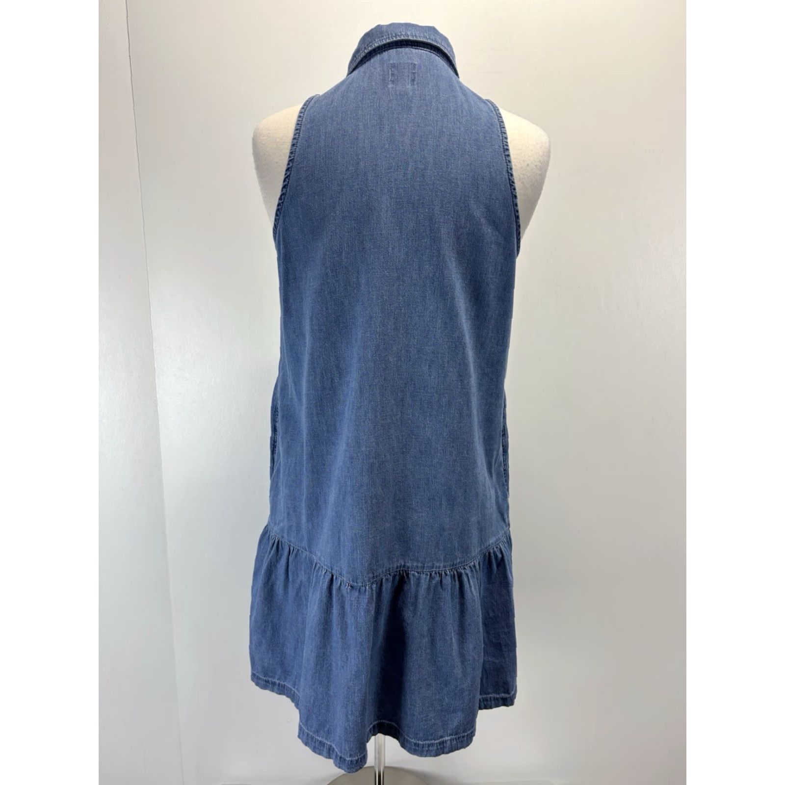 Gap VINTAGE Gap Mini Shirt Dress Women’s Small Blue Chambray Ruffle Pockets Casual Size S / US 4 / IT 40 - 3 Thumbnail