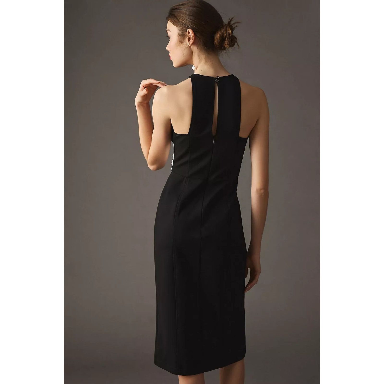 Anthropologie New Maeve Bow-Front Dress $170 X-SMALL B&W Special LBD Size XS / US 0-2 / IT 36-38 - 4 Thumbnail