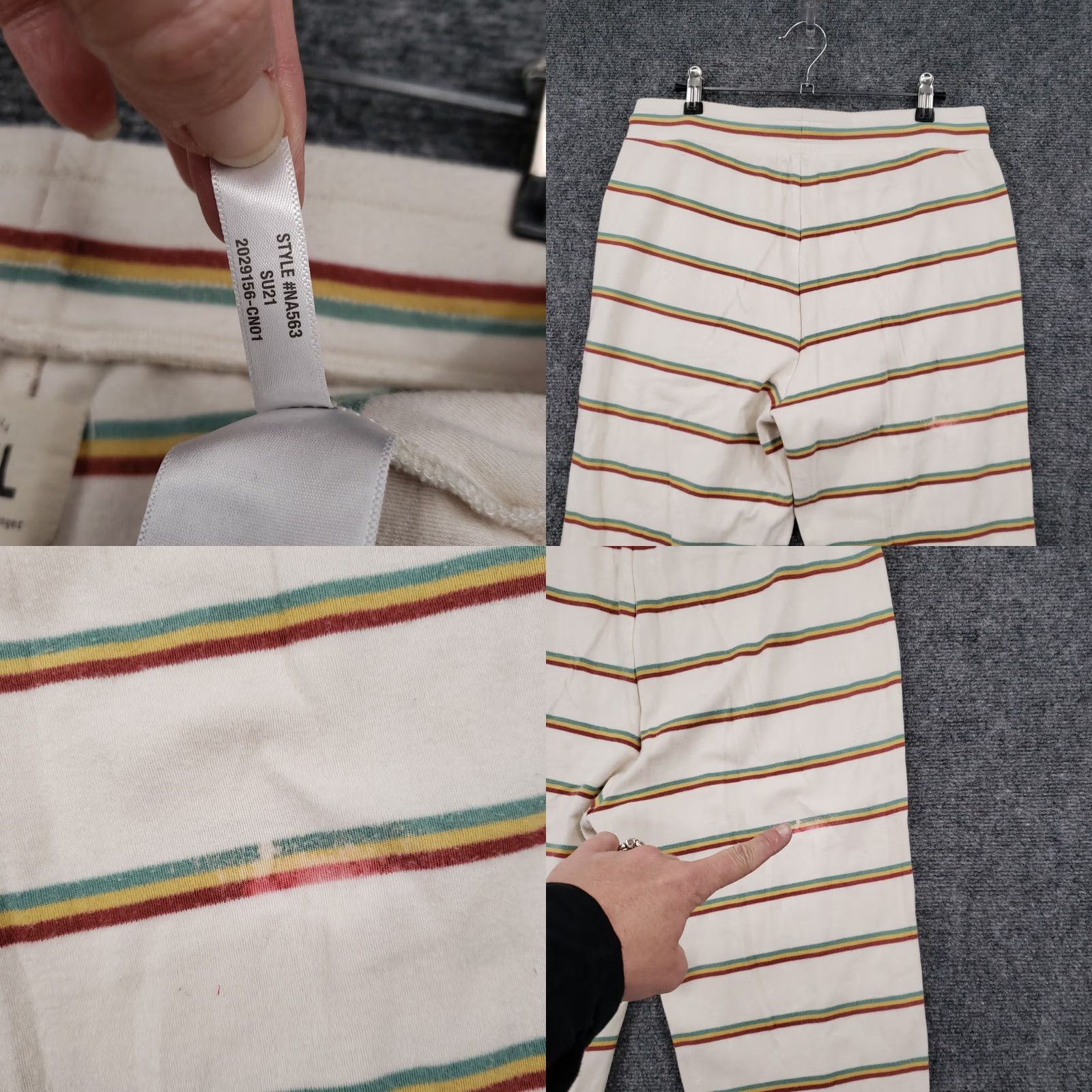 Madewell Madewell Jogger Womens L Large White MWL Striped Stretch Knit Lounge High Rise Pants Size 36" / US 14 / IT 50 - 9 Thumbnail