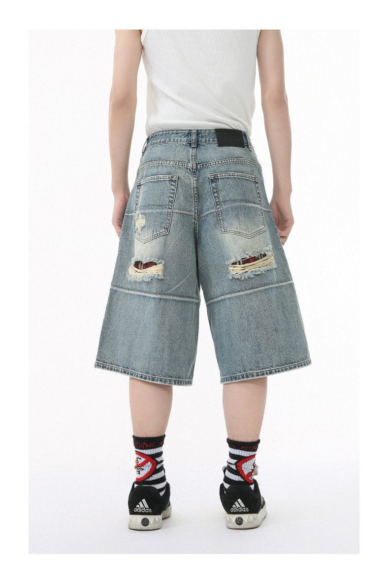 Japanese Brand × Vintage High street distressed wide-leg casual ripped denim shorts Size US 32 / EU 48 - 5 Thumbnail