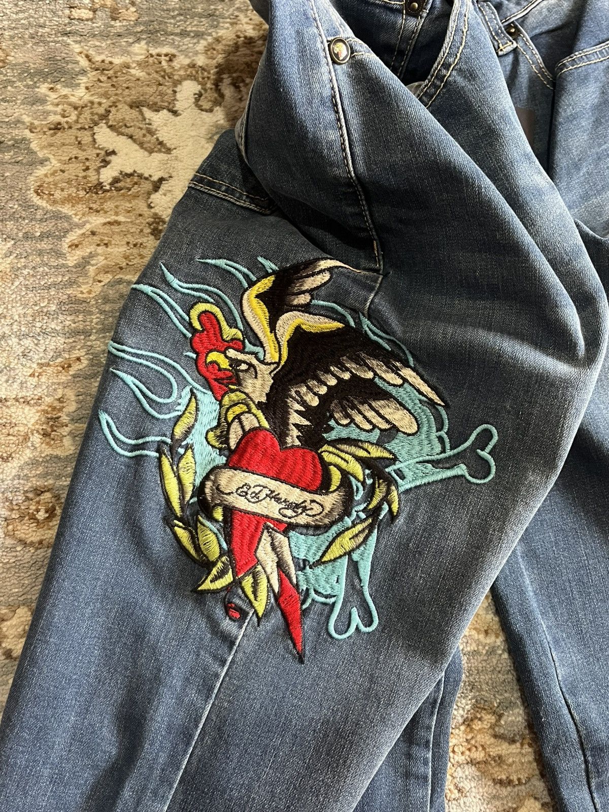 Ed Hardy EAGLE HEART BAGGY ED HARDY GRAPHIC JEANS 28x32 Size US 28 / EU 44 - 4 Thumbnail