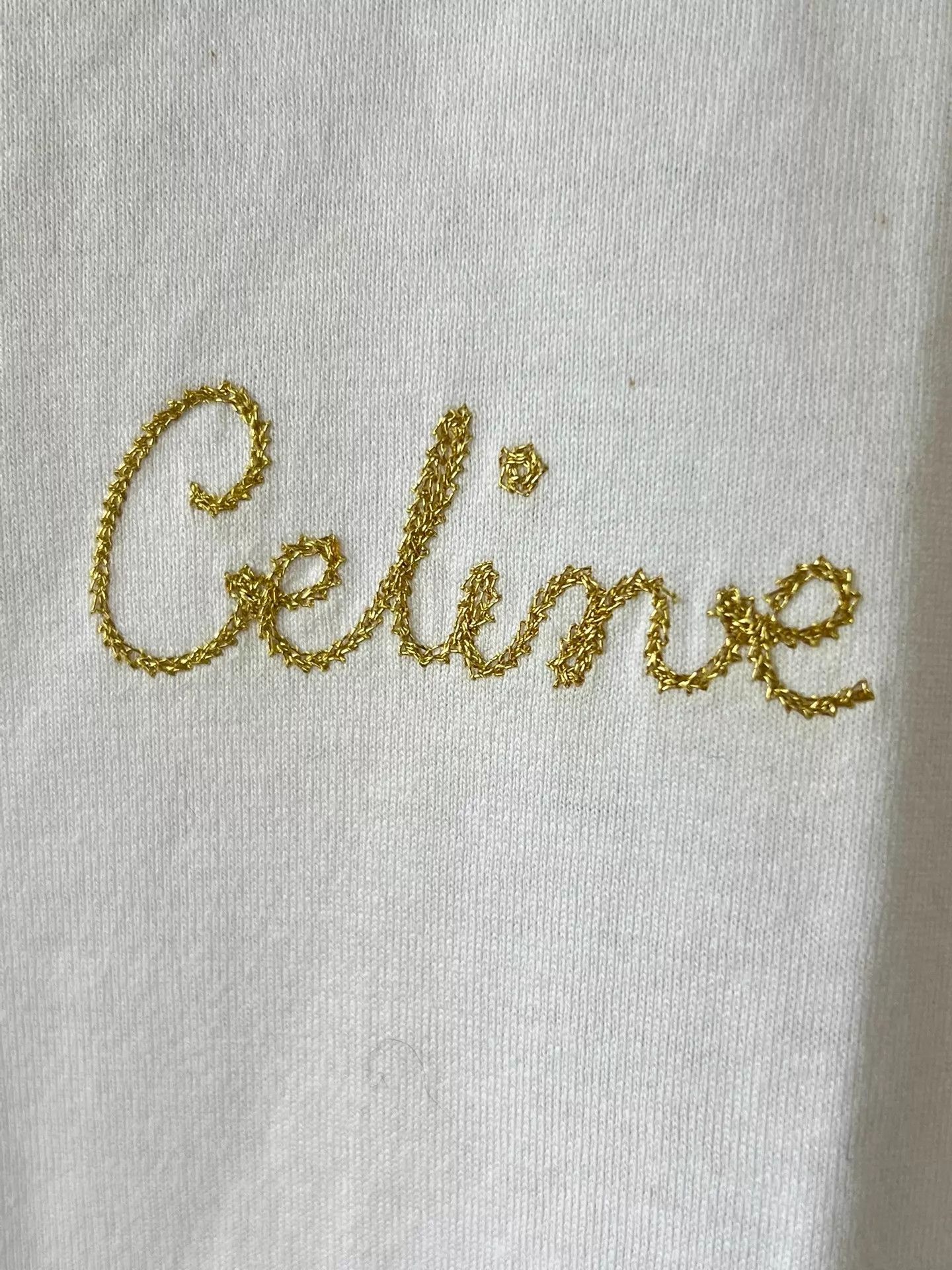 Celine Celine short-sleeve T-shirt white XS gold logo Size XS / US 0-2 / IT 36-38 - 4 Thumbnail