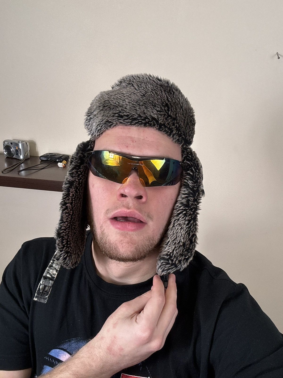 No Fear No Fear Ushanka Mohair Fuzzy Paint Hat Camo Crazy Y2K Winter Size ONE SIZE - 17 Thumbnail