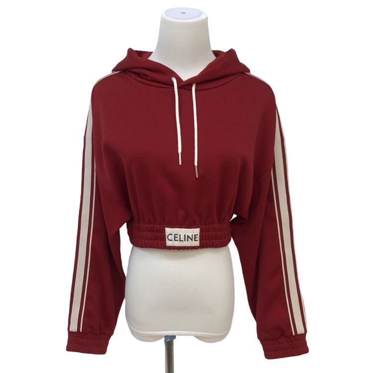 Celine Celine Logo Band Striped Hoodie Red Size S / US 4 / IT 40 - 1 Thumbnail