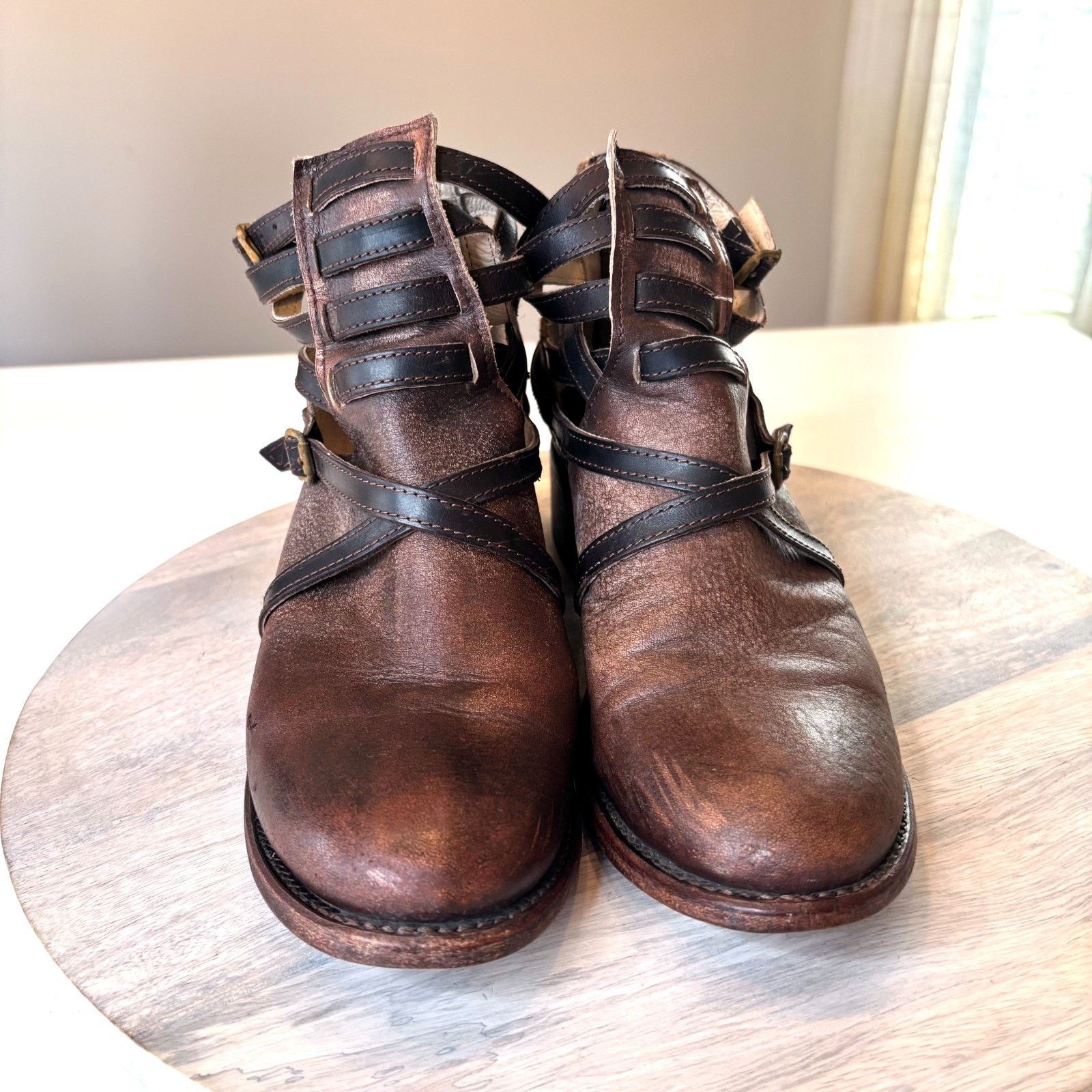 FREEBIRD Freebird Stair 10 Brown Strappy Harness Western Ankle Boots Size US 10 / IT 40 - 4 Thumbnail