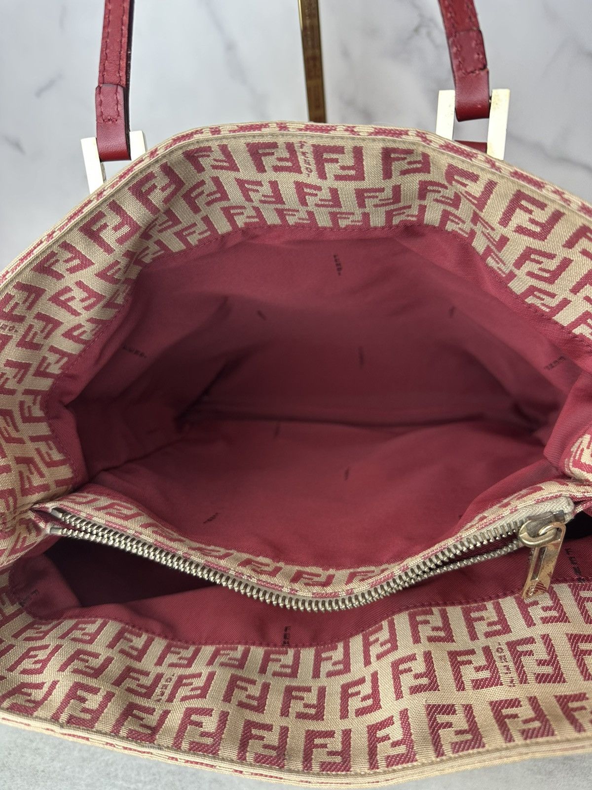 Fendi Fendi 1990s Red Zucca Canvas Tote Size ONE SIZE - 12 Thumbnail