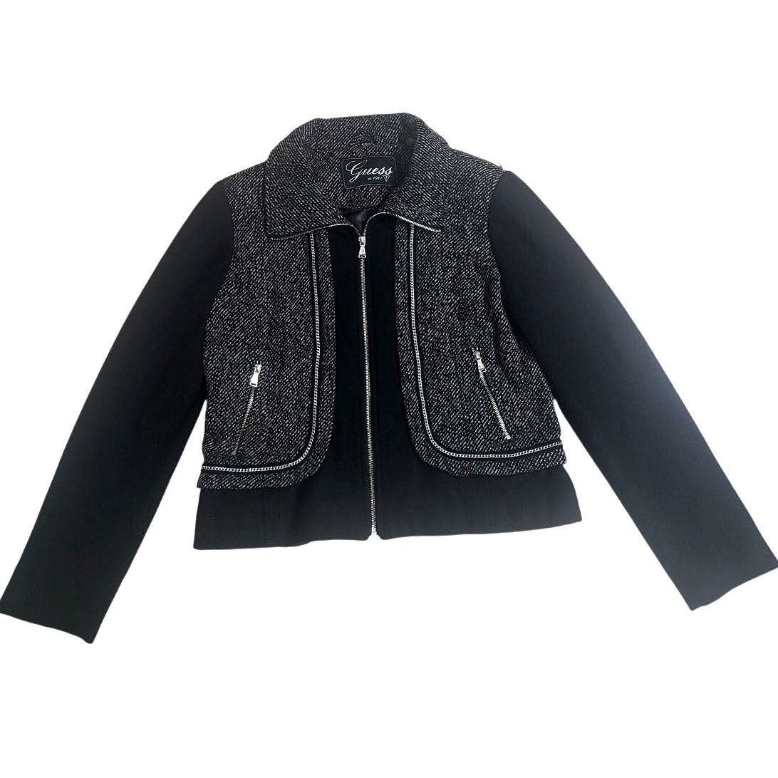 Guess Guess Wool Blend Black & White Jacket Zipper Metal Trim - XL Size XL / US 12-14 / IT 48-50 - 2 Thumbnail