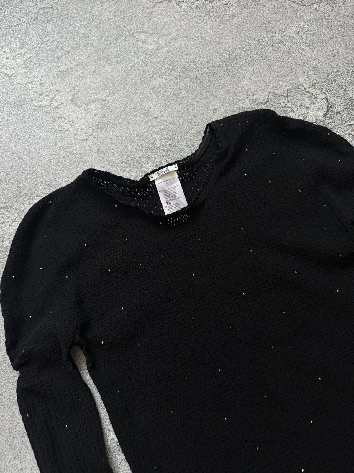 Designer × Wolford Wolford L mini mesh dress black long sleeve rhinestones Size L / US 10 / IT 46 - 2 Thumbnail