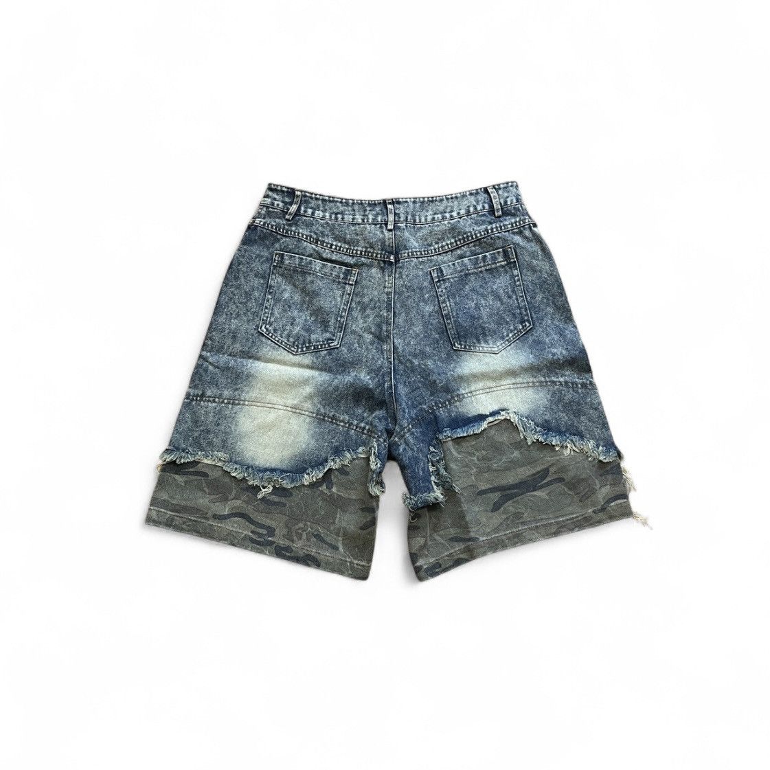 Japanese Brand American Double Side Denim Camo Shorts Hip-Hop Wide Leg Goth Size US 30 / EU 46 - 2 Thumbnail
