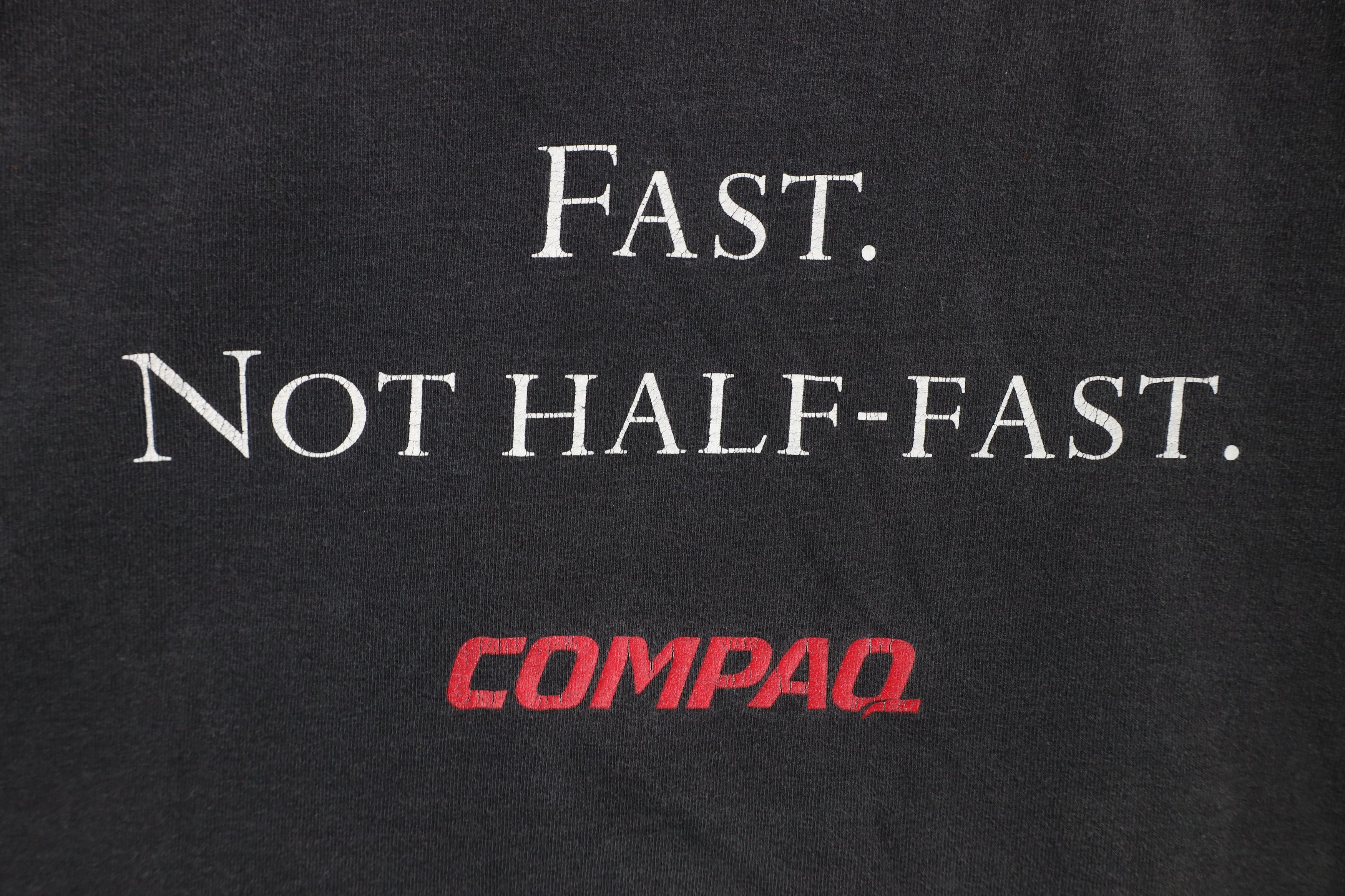Vintage Vintage 90s Y2K Spell Compaq Computers Fast T-Shirt Black Size US XL / EU 56 / 4 - 4 Thumbnail