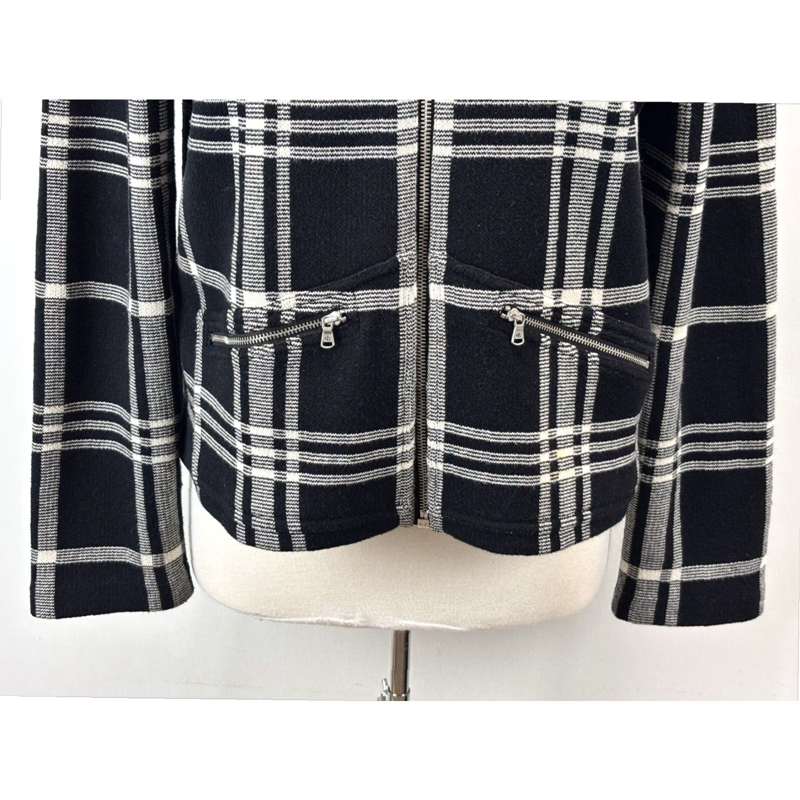 Ralph Lauren Lauren Ralph Lauren Women's Knit Plaid Sweater Jacket XL Black White Full Zip Size XL / US 12-14 / IT 48-50 - 6 Thumbnail