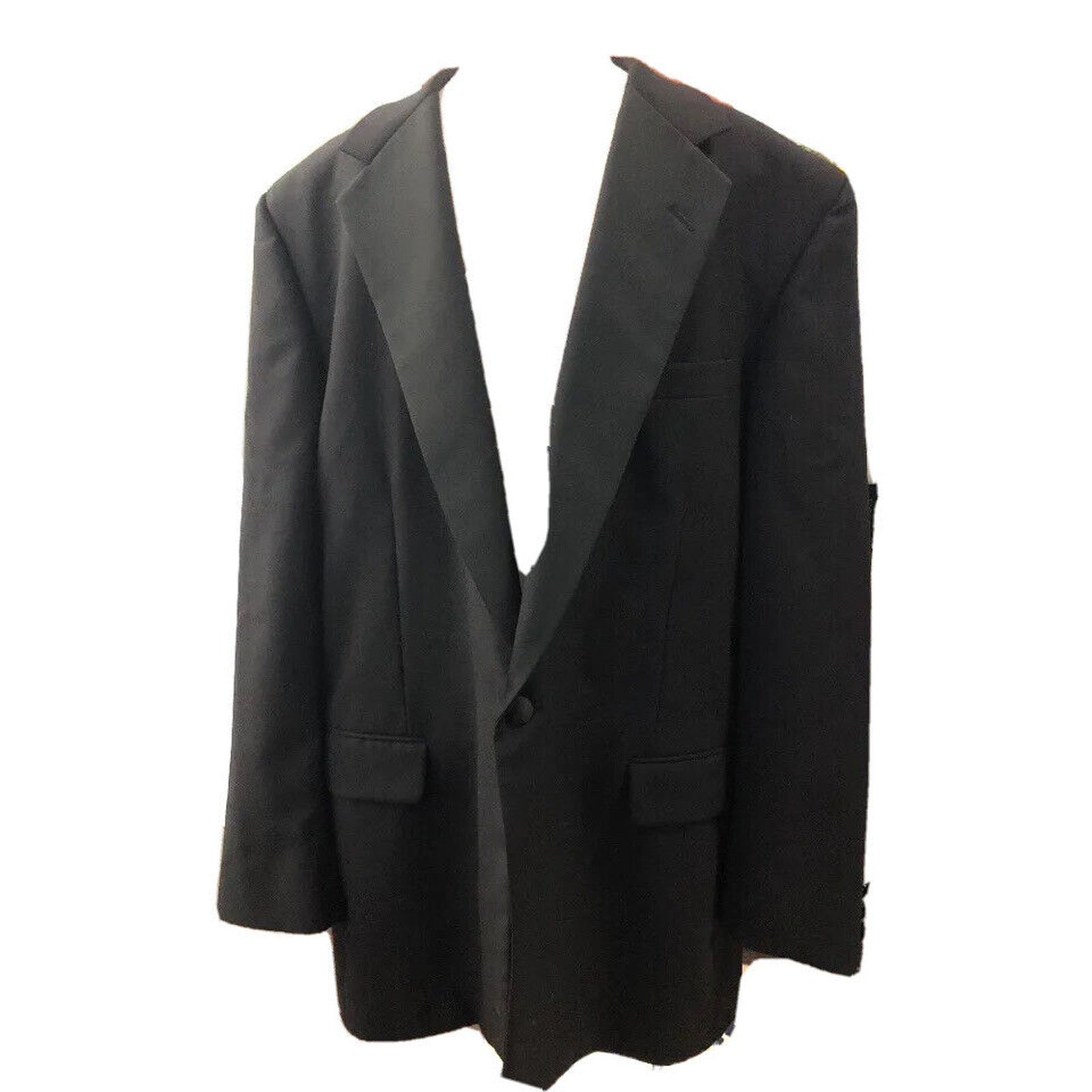 Tom James TOM JAMES BLACK TUXEDO ONE BUTTON 100% WOOL MADE IN U.S.A. Size 44L - 1 Thumbnail