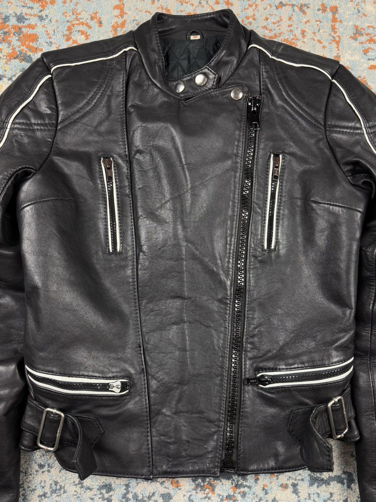 Vintage Vintage 90s Moto Star real leather biker racing jacket Size US XS / EU 42 / 0 - 8 Thumbnail