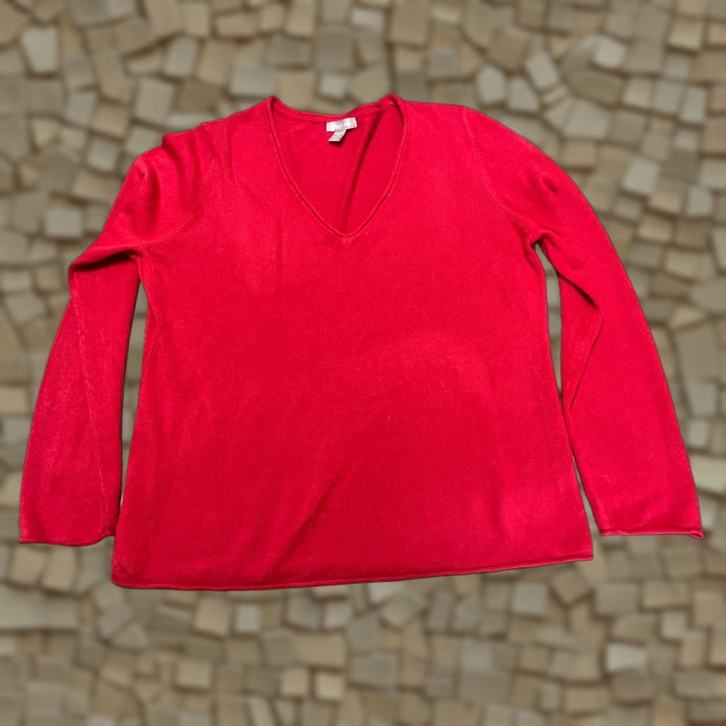 Vintage White Stag Shirt Women's XXL Red Long Sleeve V-Neck T-Shirt Pullover Casual Modern Basic 2XL Regular Womens Size XXL / US 16-18 / IT 52-54 - 1 Thumbnail