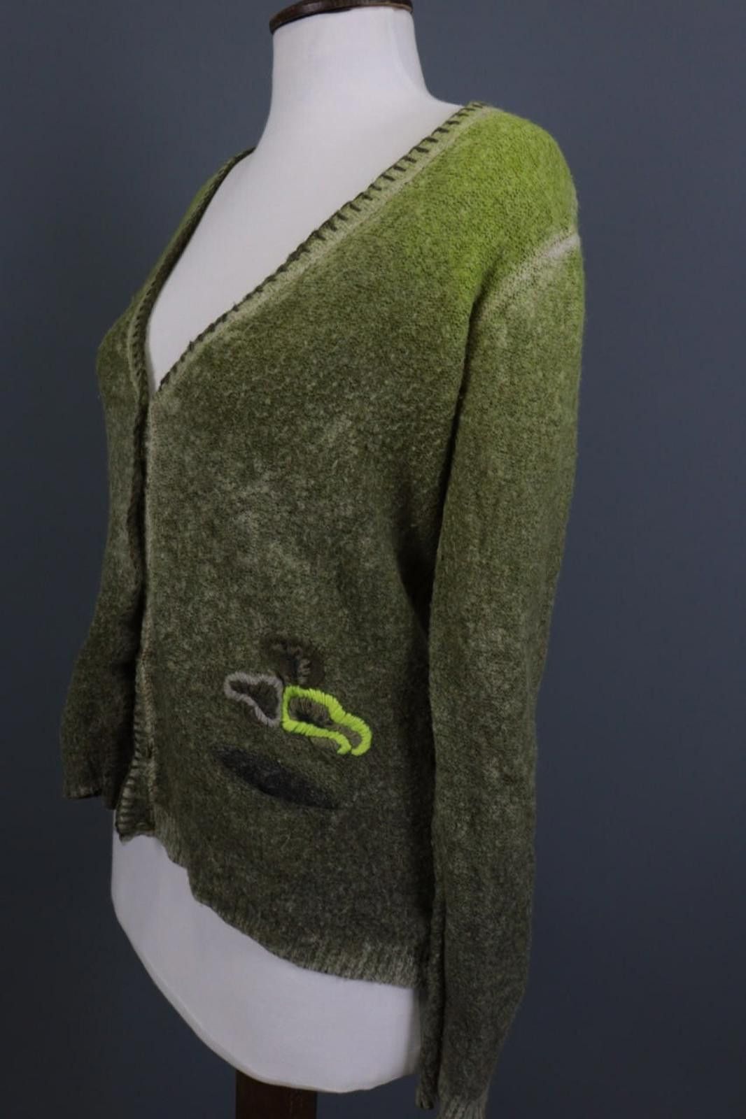 Designer Princess Goes Hollywood Green Wool Cardigan Sweater Size 42 Size M / US 6-8 / IT 42-44 - 6 Thumbnail