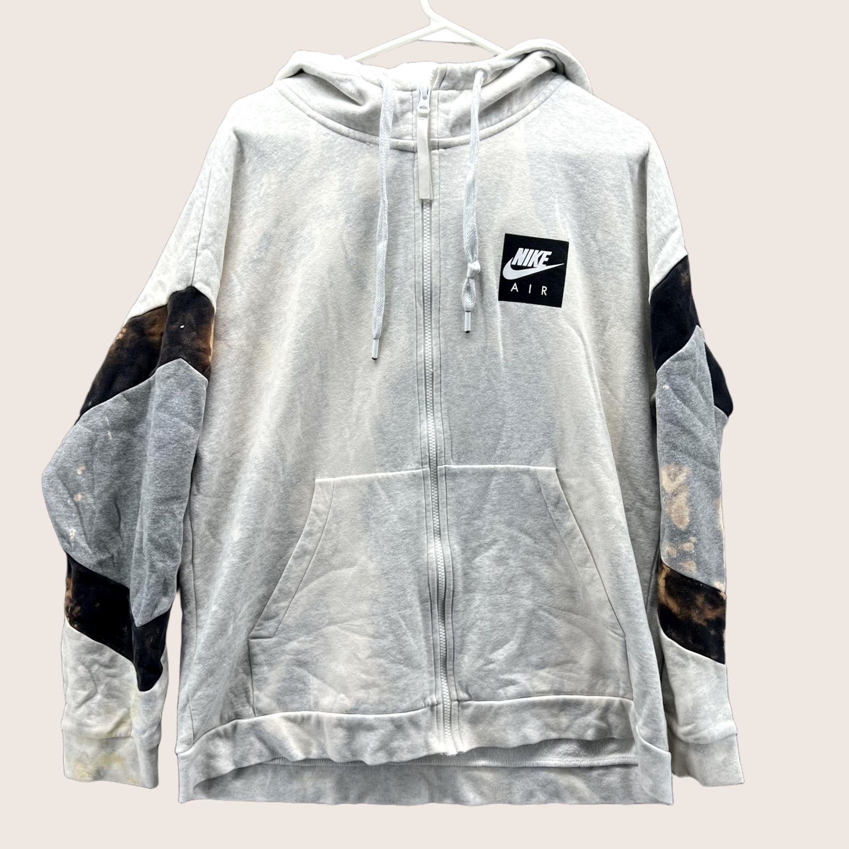 Nike Nike Hoodie Mens XL Gray Air Full Zip Fleece Sweatshirt Bleach Dye 928629-051 Size US XL / EU 56 / 4 - 1 Thumbnail
