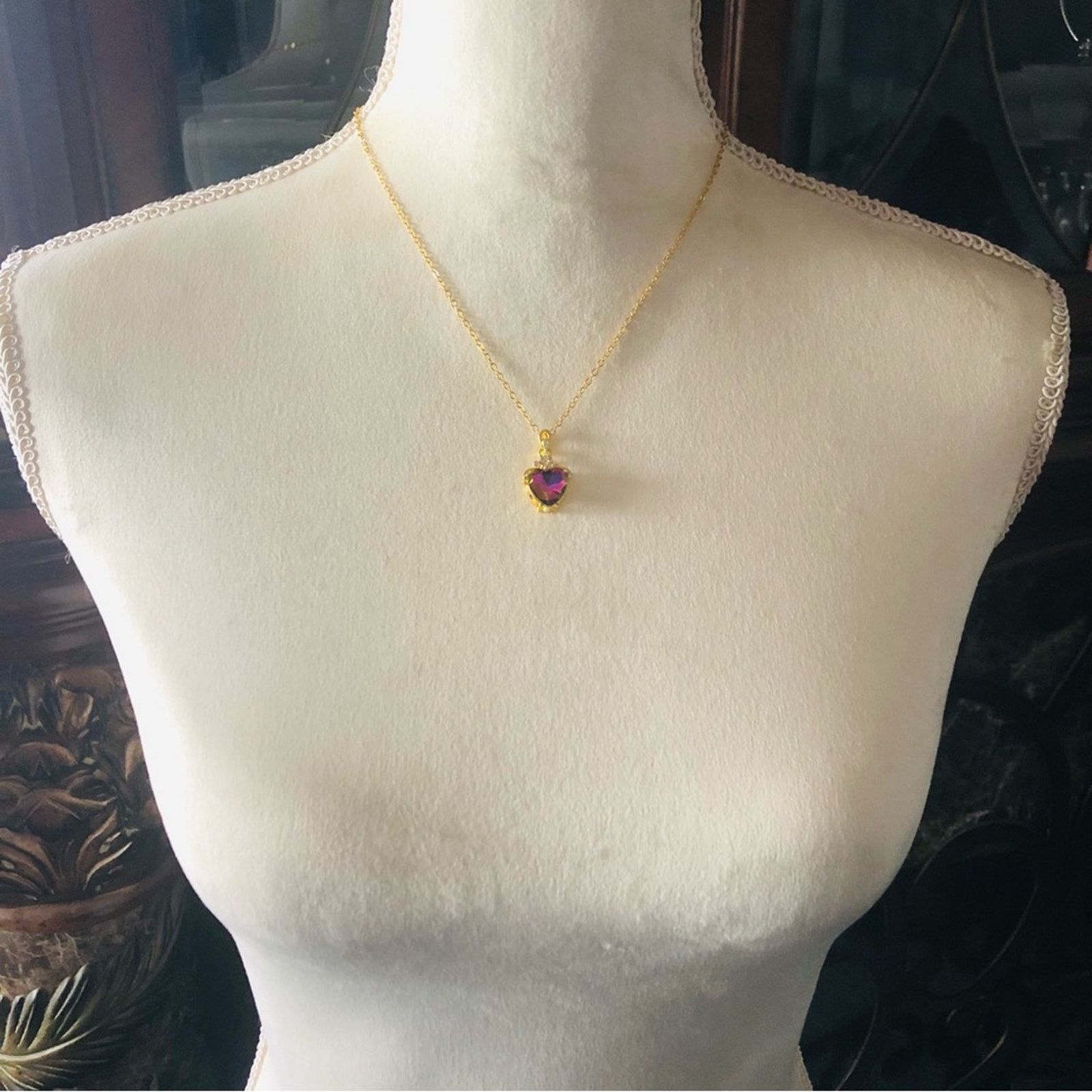 Jewelry Ladies heart shape faceted rainbow crystal necklace Size ONE SIZE - 9 Thumbnail
