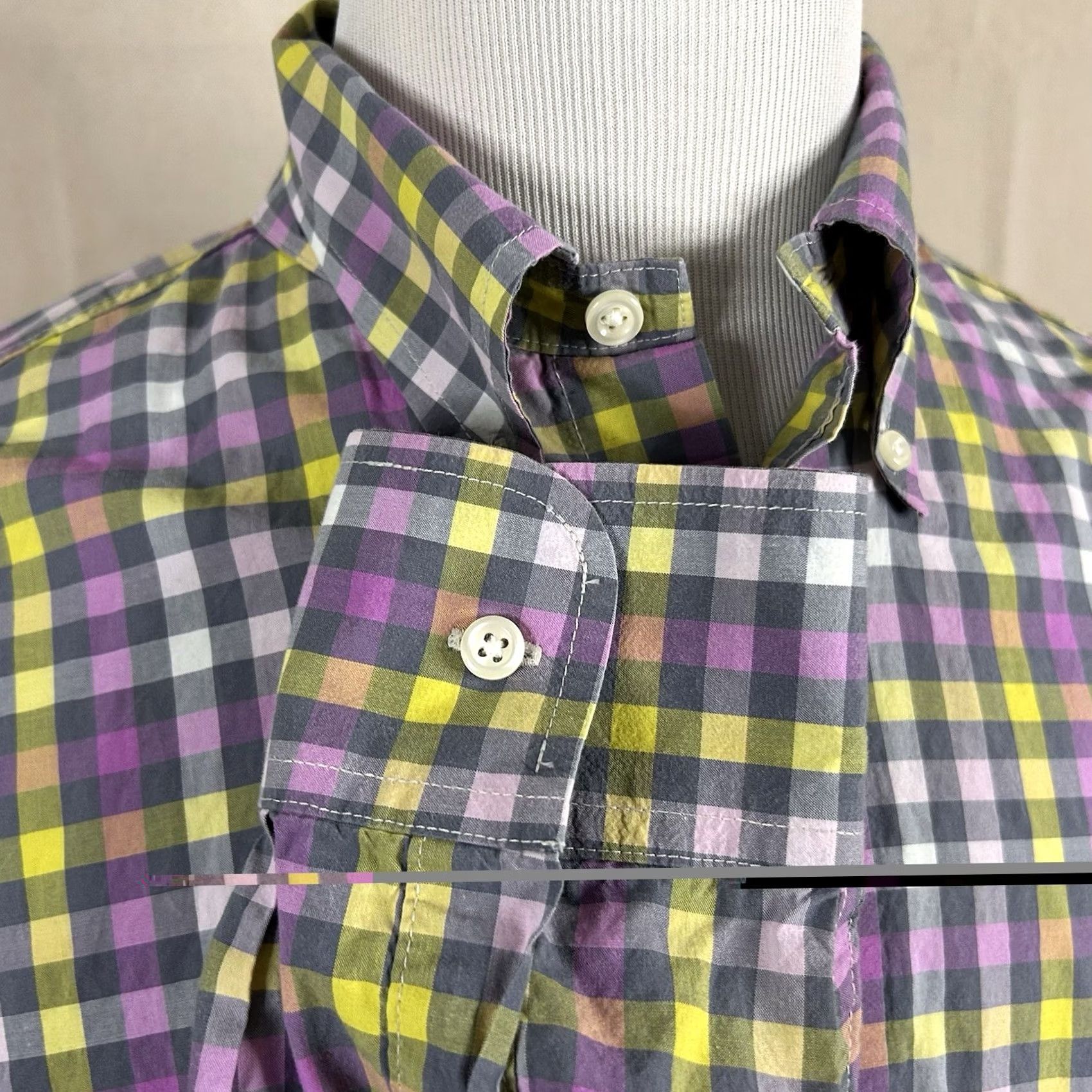 Bills Khakis Bills Khakis XL USA Made Casual Button Down Shirt Pink Yellow Gray Plaid Cotton Mens Size US XL / EU 56 / 4 - 4 Thumbnail