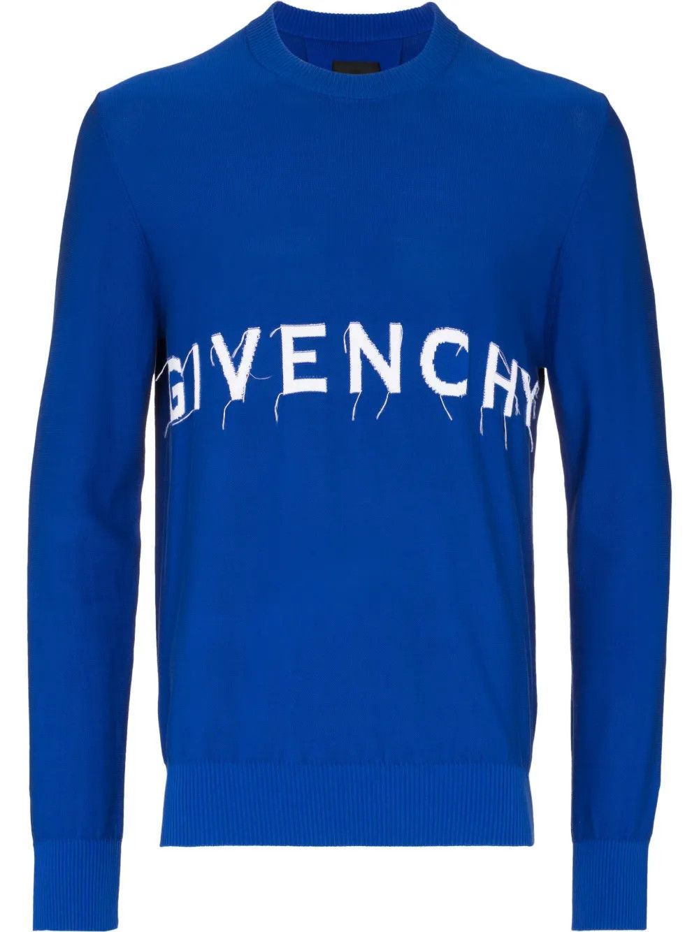 Givenchy o1srvl11e0326 555 / Intarsia-Knit Logo Jumper in Blue Size US XL / EU 56 / 4 - 1 Thumbnail
