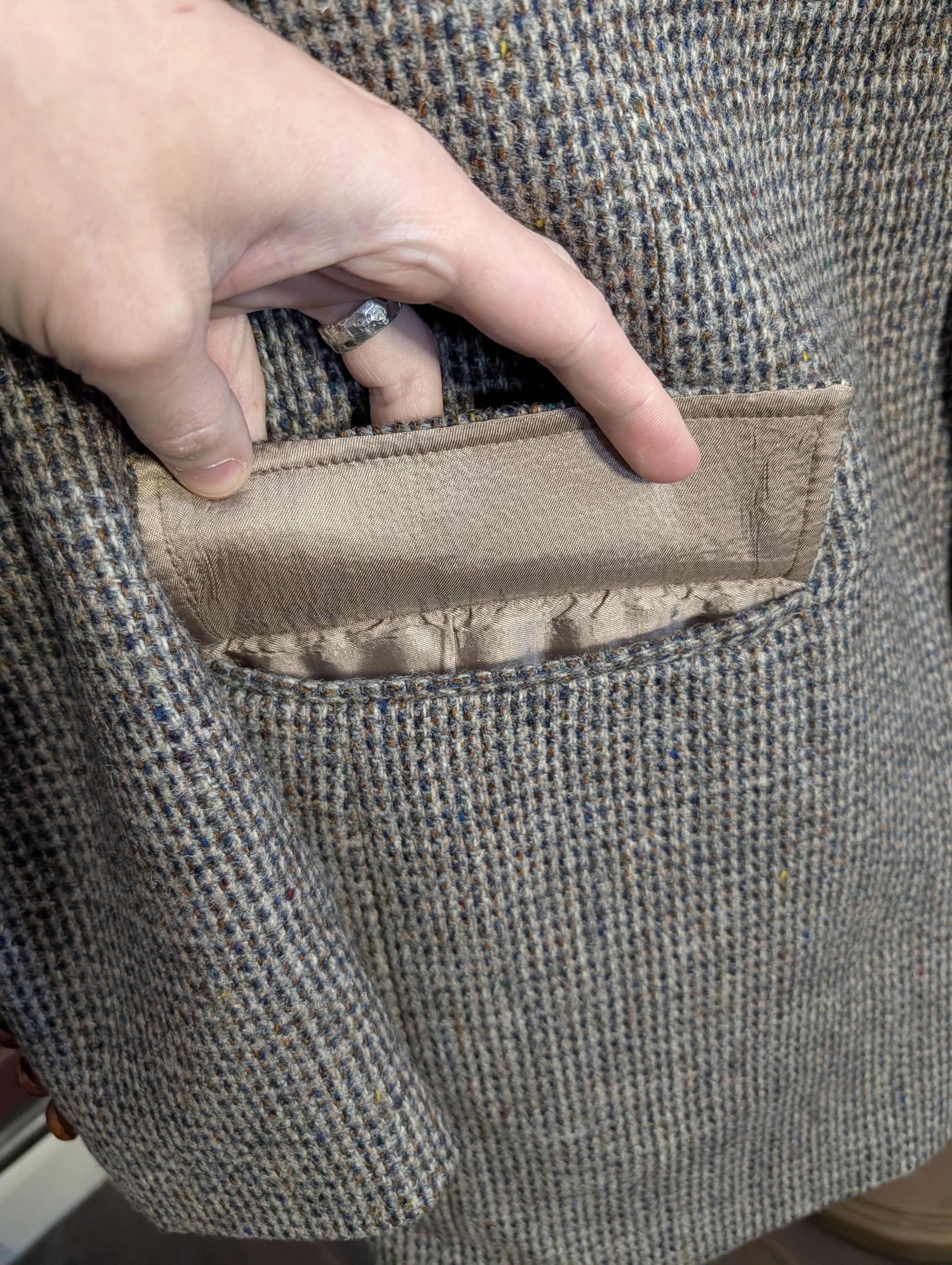 Harris Tweed Vintage speckled knit Scottish wool custom jacket Size 48R - 7 Thumbnail