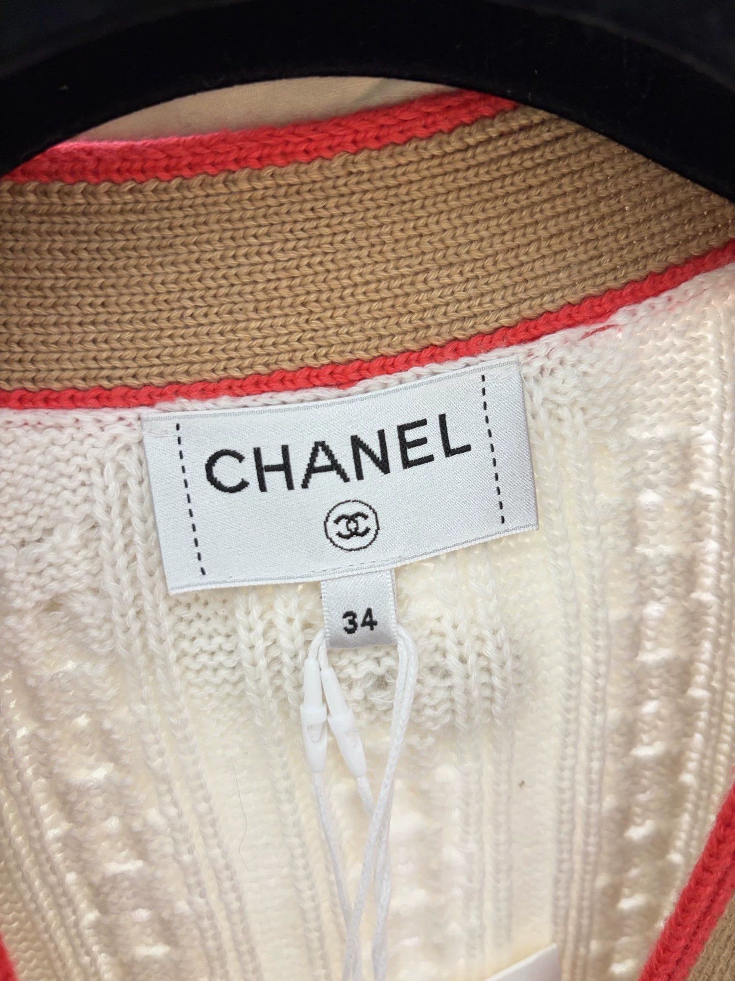Chanel Chanel White/Brown-Red Trim Knit Cardigan 34 Size XS / US 0-2 / IT 36-38 - 3 Thumbnail