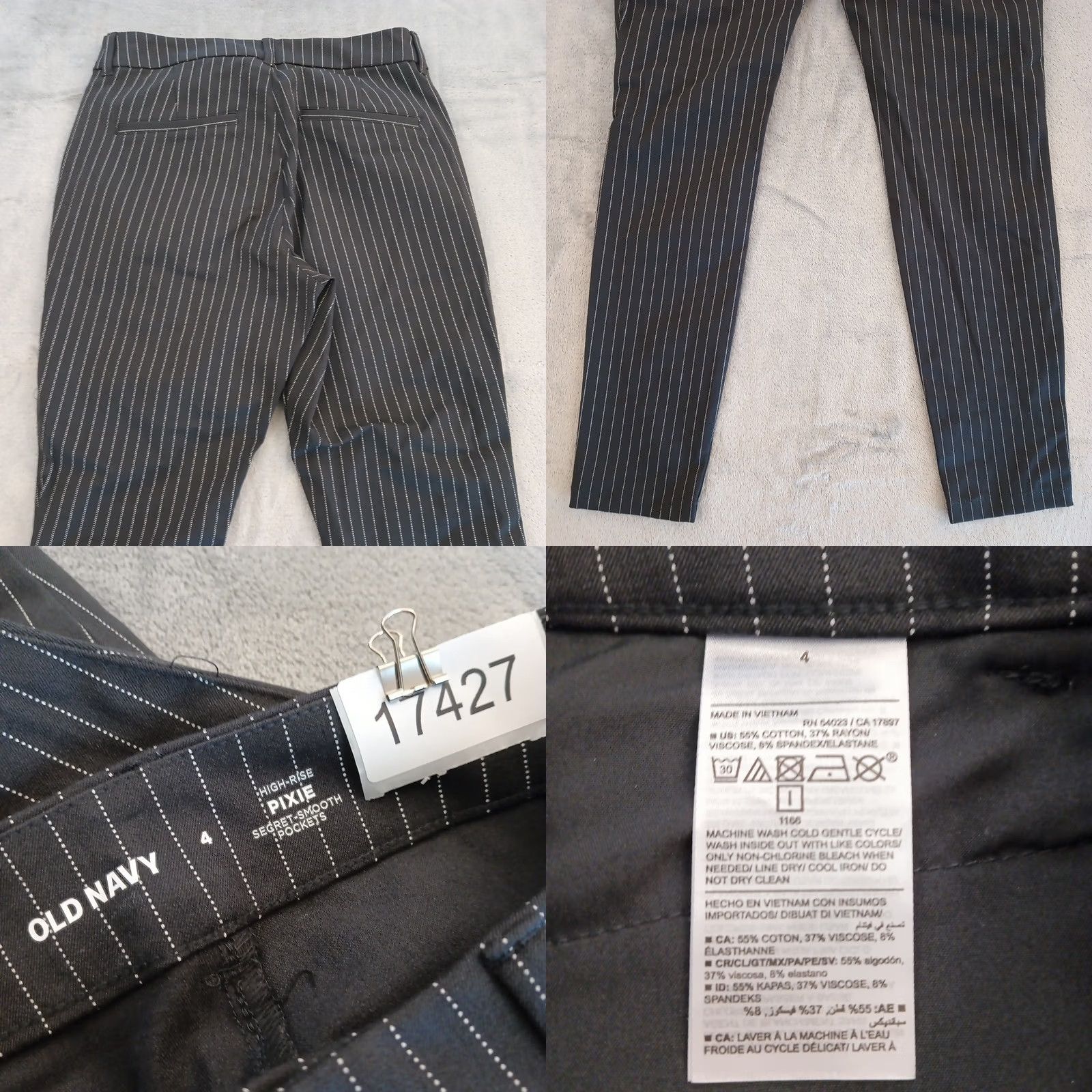Old Navy Old Navy Pants Women Size 4 Gray Striped Ankle 28x28.5 Cotton Blend Pockets Straight 28.5 Inseam 8.5-10.5 Rise Regular Front Zip Vintage: No Size 27" / US 4 / IT 40 - 8 Thumbnail