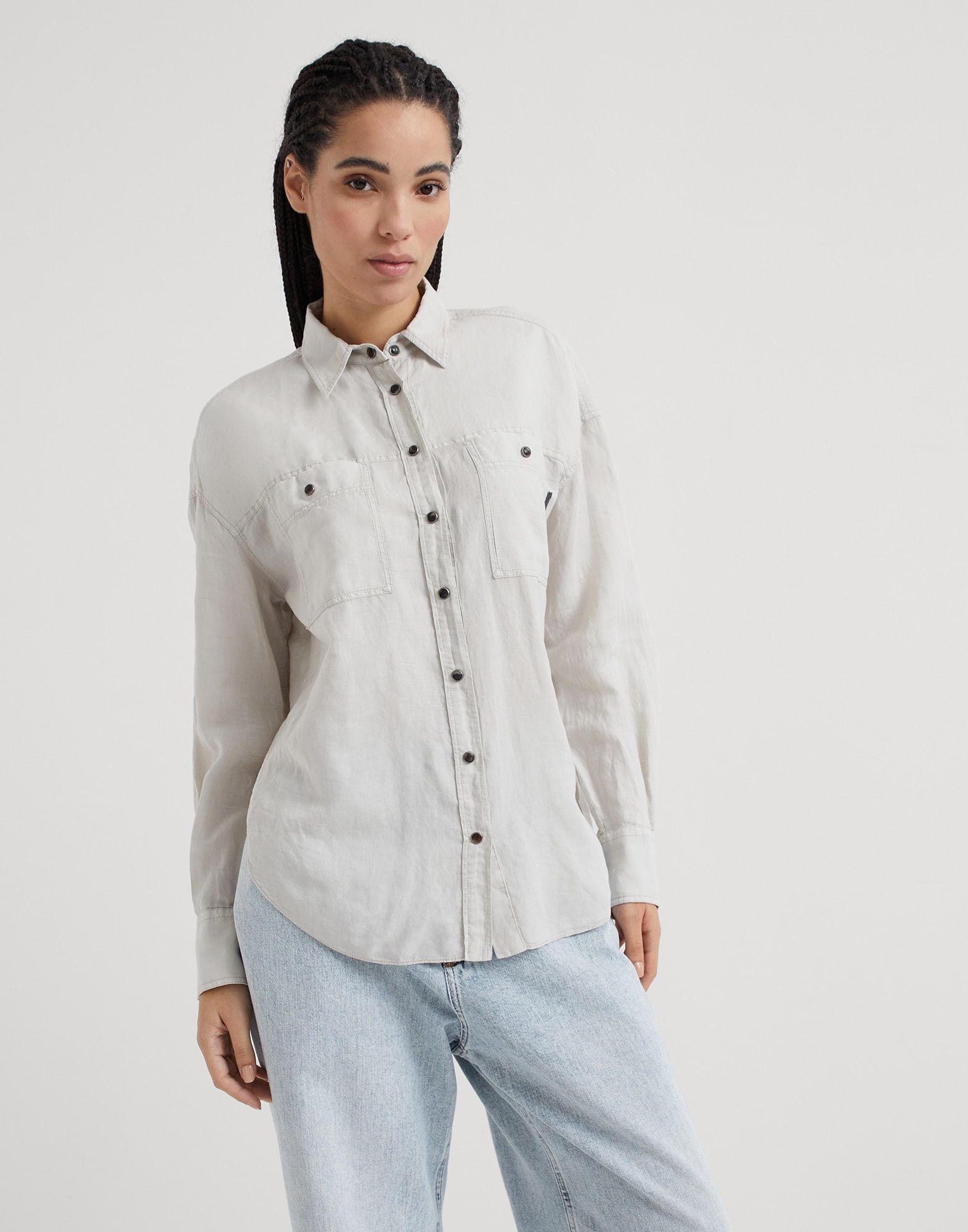 Brunello Cucinelli o1la1rc1a0425 Blouse in Light Beige Size XL / US 12-14 / IT 48-50 - 1 Thumbnail