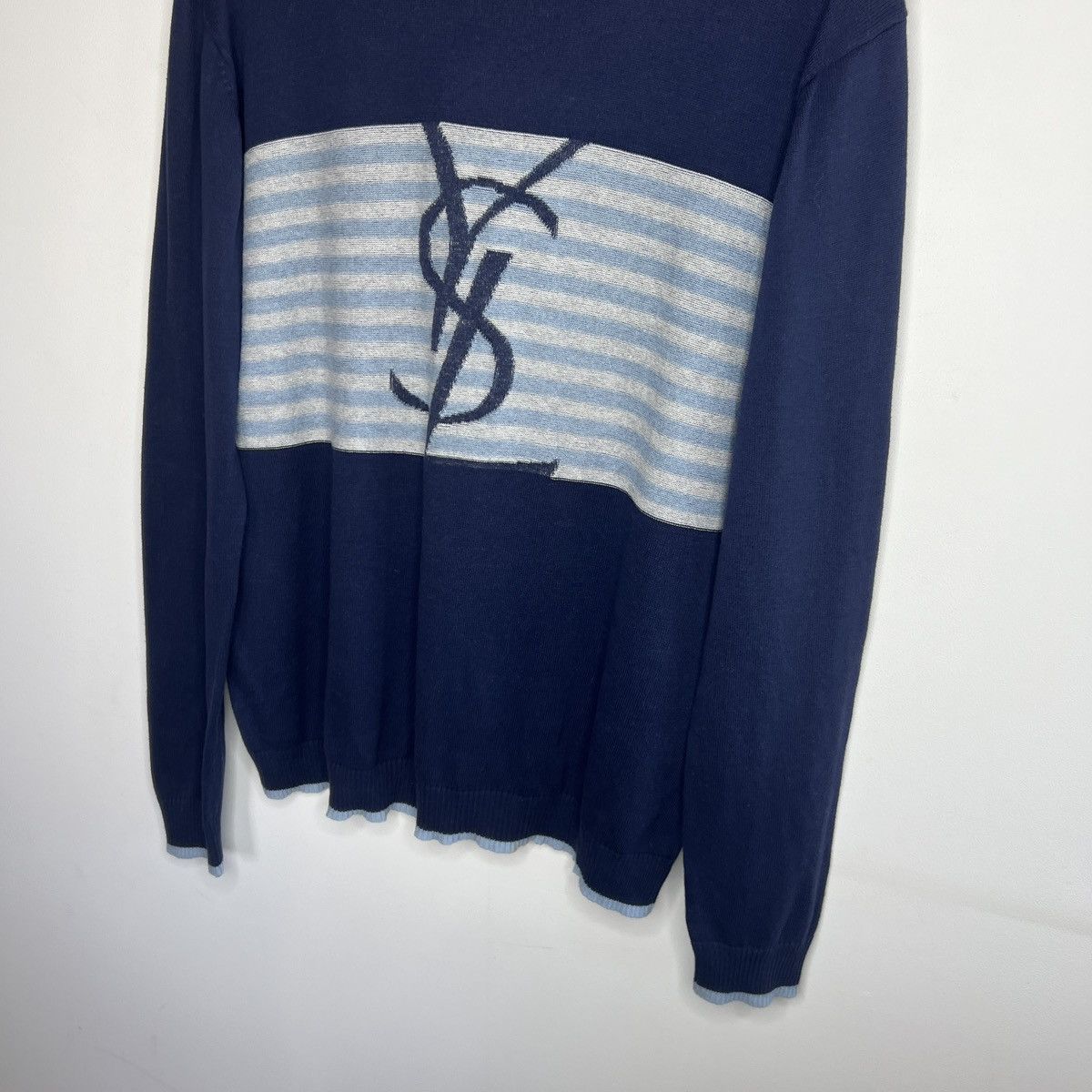 Yves Saint Laurent Yves Saint Laurent YSL Big Logo Knit Sweater Pullover Size US M / EU 48-50 / 2 - 2 Thumbnail