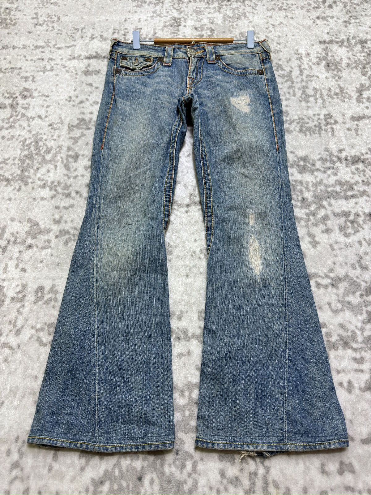 True Religion True Religion Joey Big T Bootcut Low Rise Distressed Jeans Size US 30 / EU 46 - 2 Thumbnail