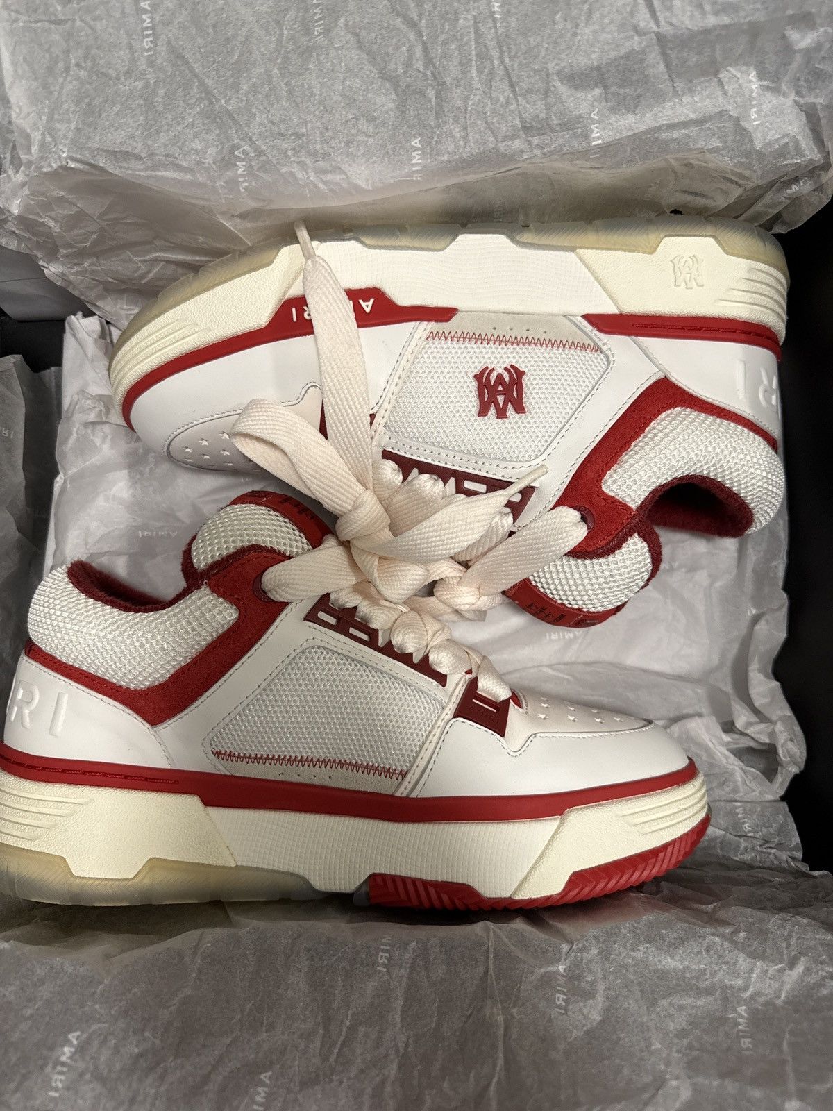 Amiri 2023 Amiri MA-1 Low Top Sneakers in White/Red Size US 10 / EU 43 - 4 Thumbnail