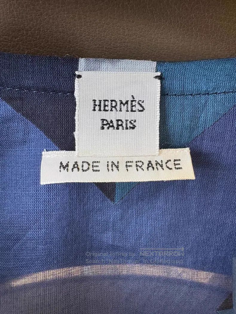 Hermes Hermes Blue print cow tie belt sleeveless dress 100% cotto Size XXS / US 00 / IT 34 - 7 Thumbnail