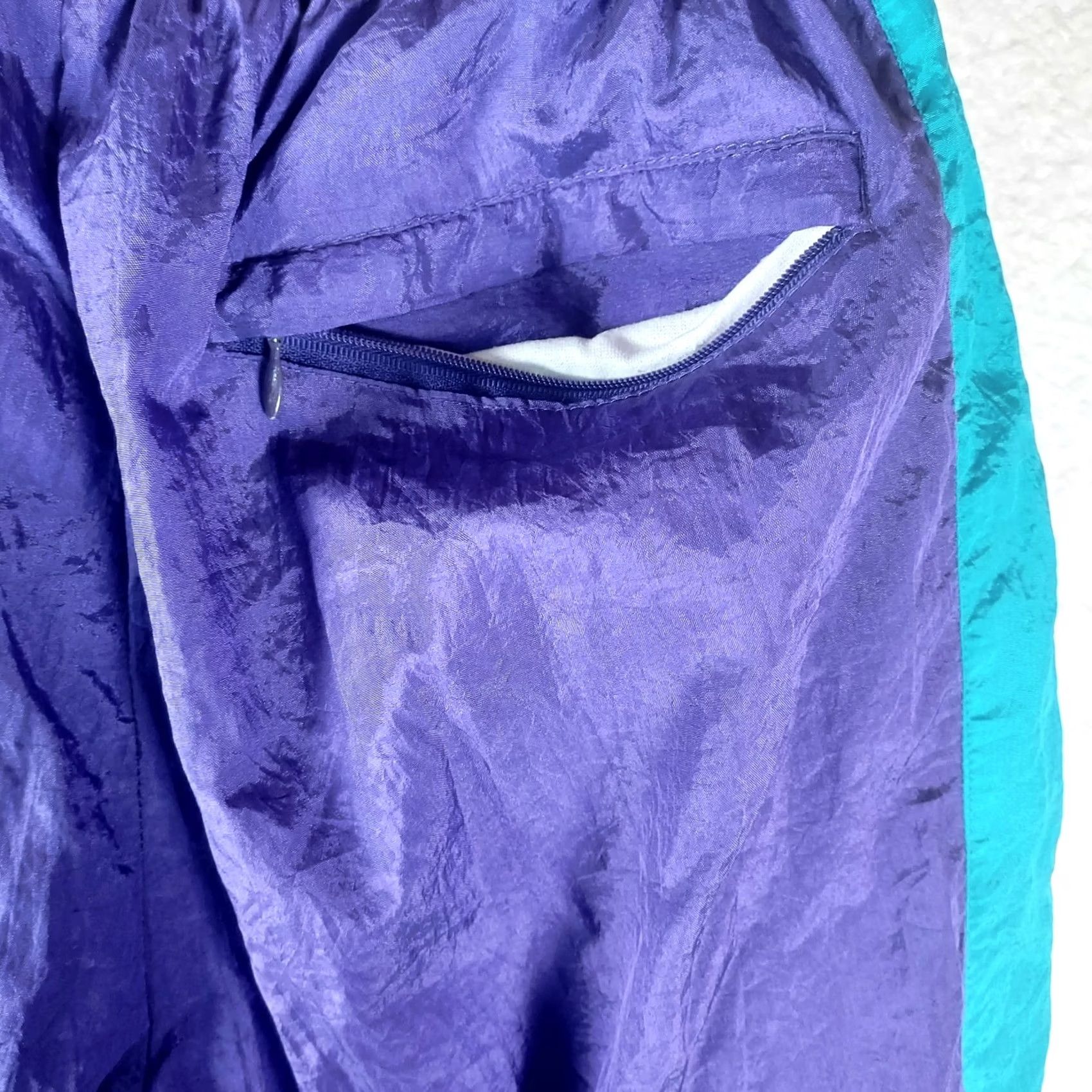 Altea Vintage 90s Track Pants Purple Teal Nylon Windbreaker Retro Joggers Size US 28 / EU 44 - 5 Thumbnail
