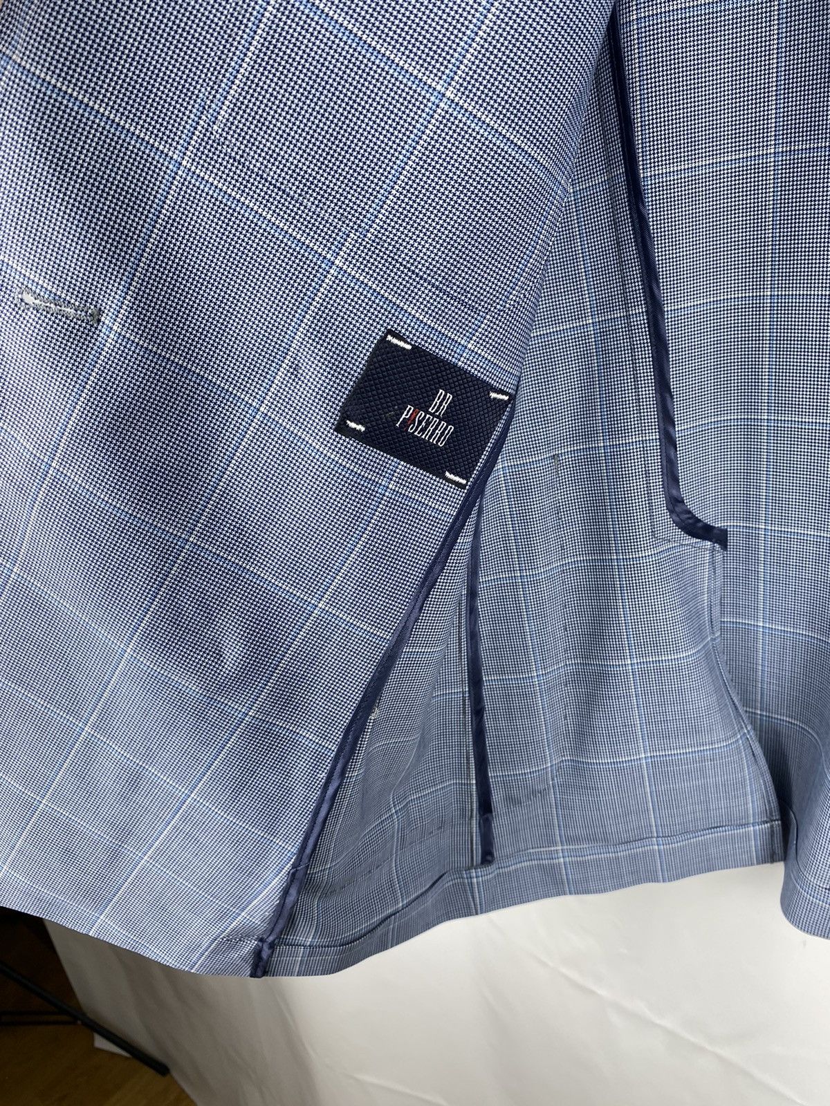 Designer Piserro Check Blazer Linen-Wool-Polyester Double-Breasted Size 38R - 8 Thumbnail