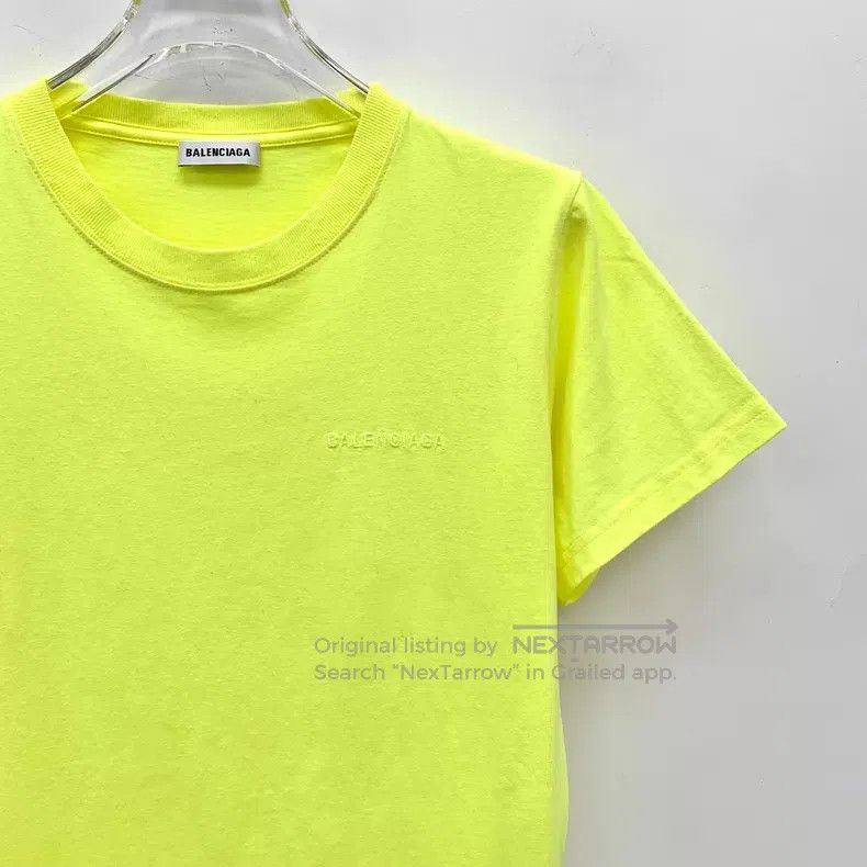 Balenciaga Balenciaga Yellow Logo Letter Embroidered Cotton Crew Neck Size US M / EU 48-50 / 2 - 3 Thumbnail