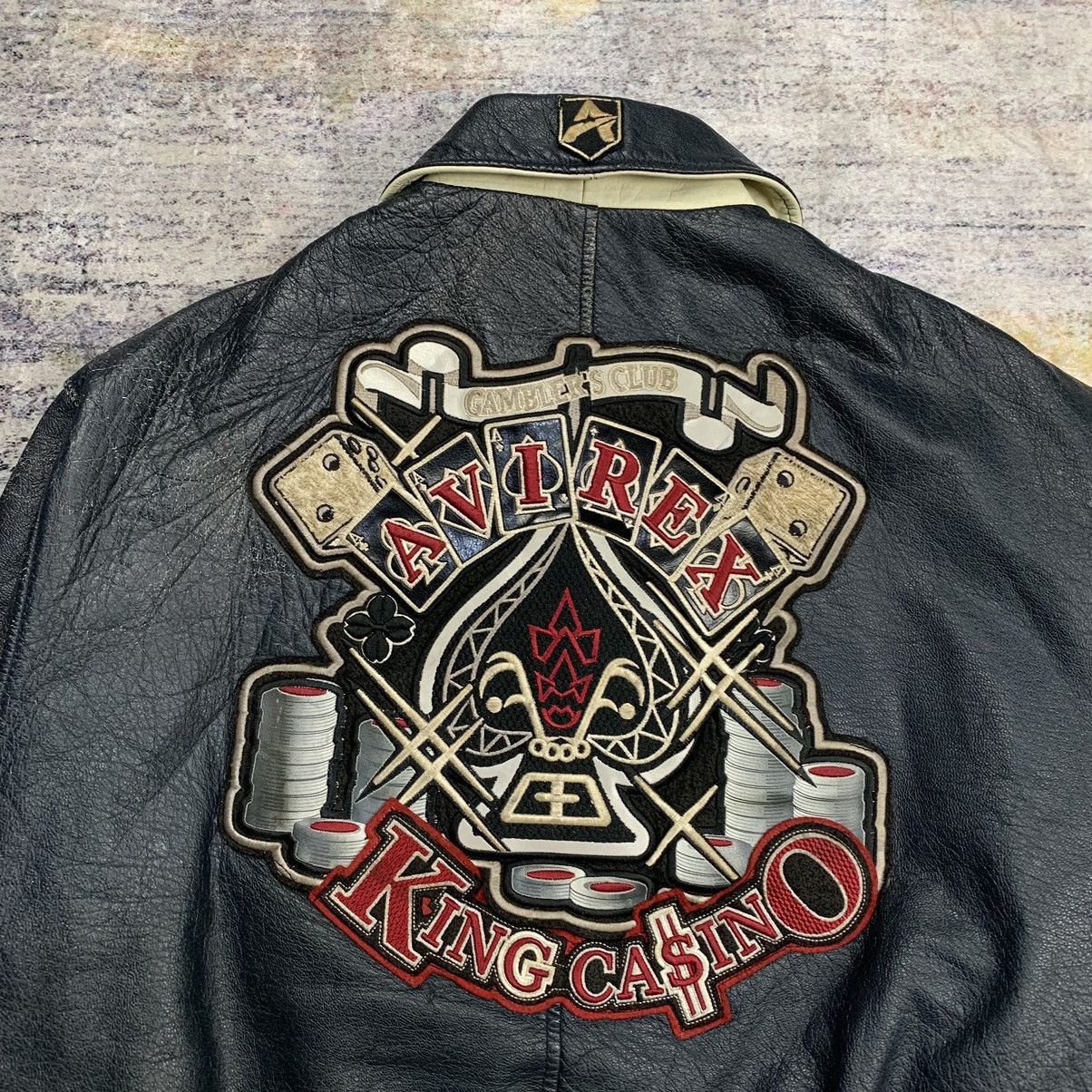 Vtg avirex gambler's club king casino bomber leather jacket