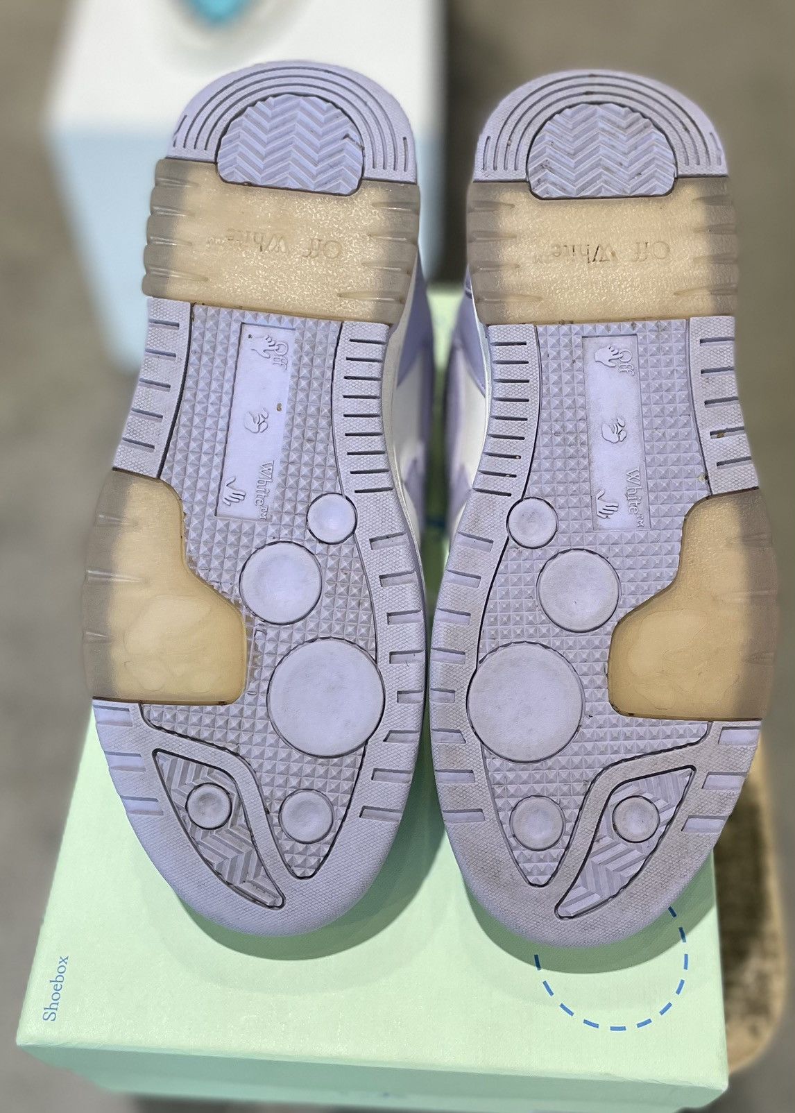 Off-White Off-White Out Of Office Calf Leather Sneakers White/Purple Size US 10 / IT 40 - 10 Thumbnail