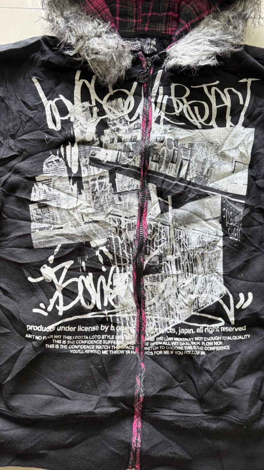 If Six Was Nine ‼️B ONE SOUL HOODIE FAUX FUR PUNK POEM BONDAGE SKULL JAPANESE Size US M / EU 48-50 / 2 - 3 Thumbnail
