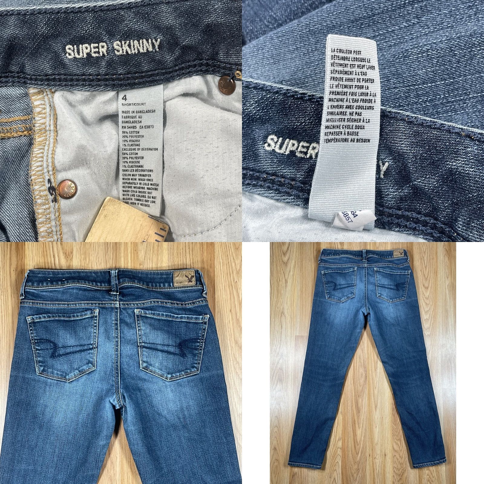 American Eagle Outfitters American Eagle Outfitters Jeans Women's 4 Short Blue Wash Denim Super Skinny Size 27" / US 4 / IT 40 - 9 Thumbnail