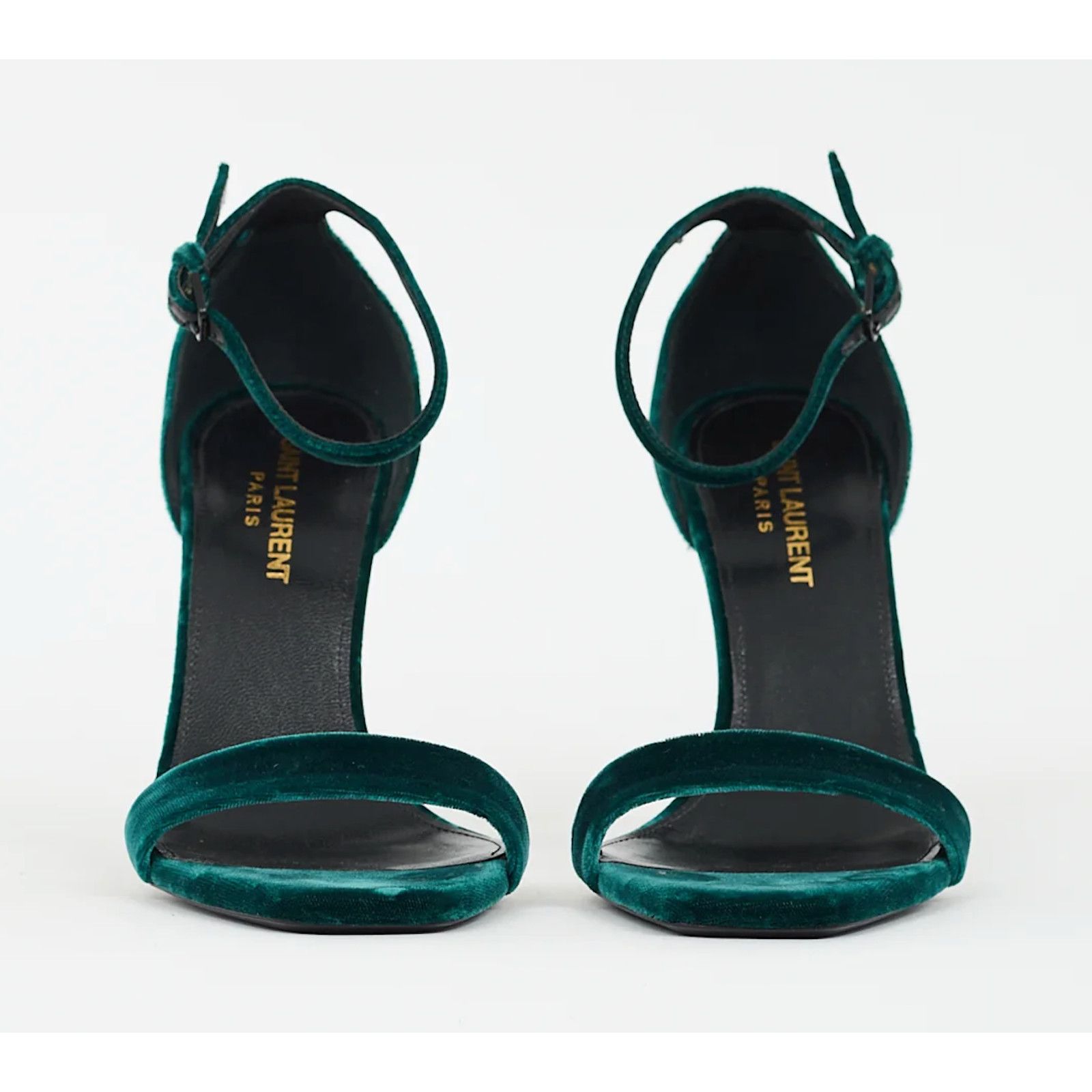 Yves Saint Laurent Saint Laurent Amber 105 Malachite Green Velvet Ankle Strap Size US 6 / IT 36 - 7 Thumbnail