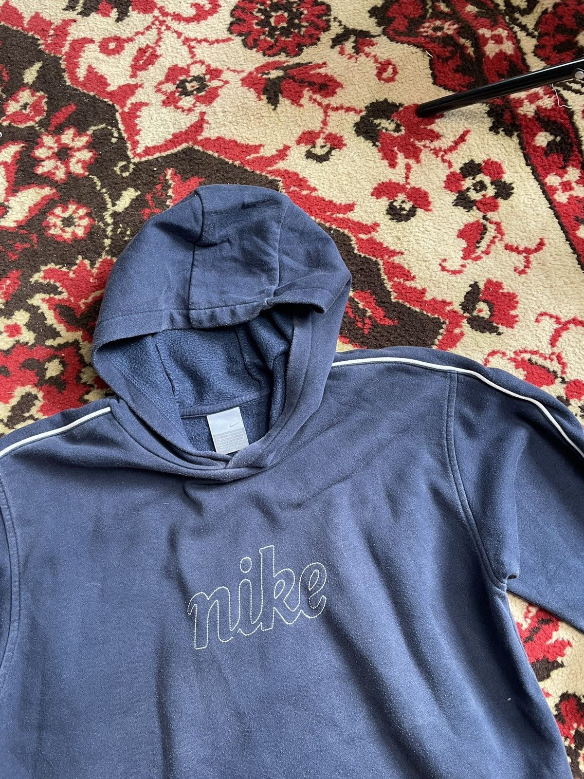 Nike × Vintage Vintage 90s Nike Hoodie Sweatshirt Faded big logo Swoosh Size US XL / EU 56 / 4 - 2 Thumbnail