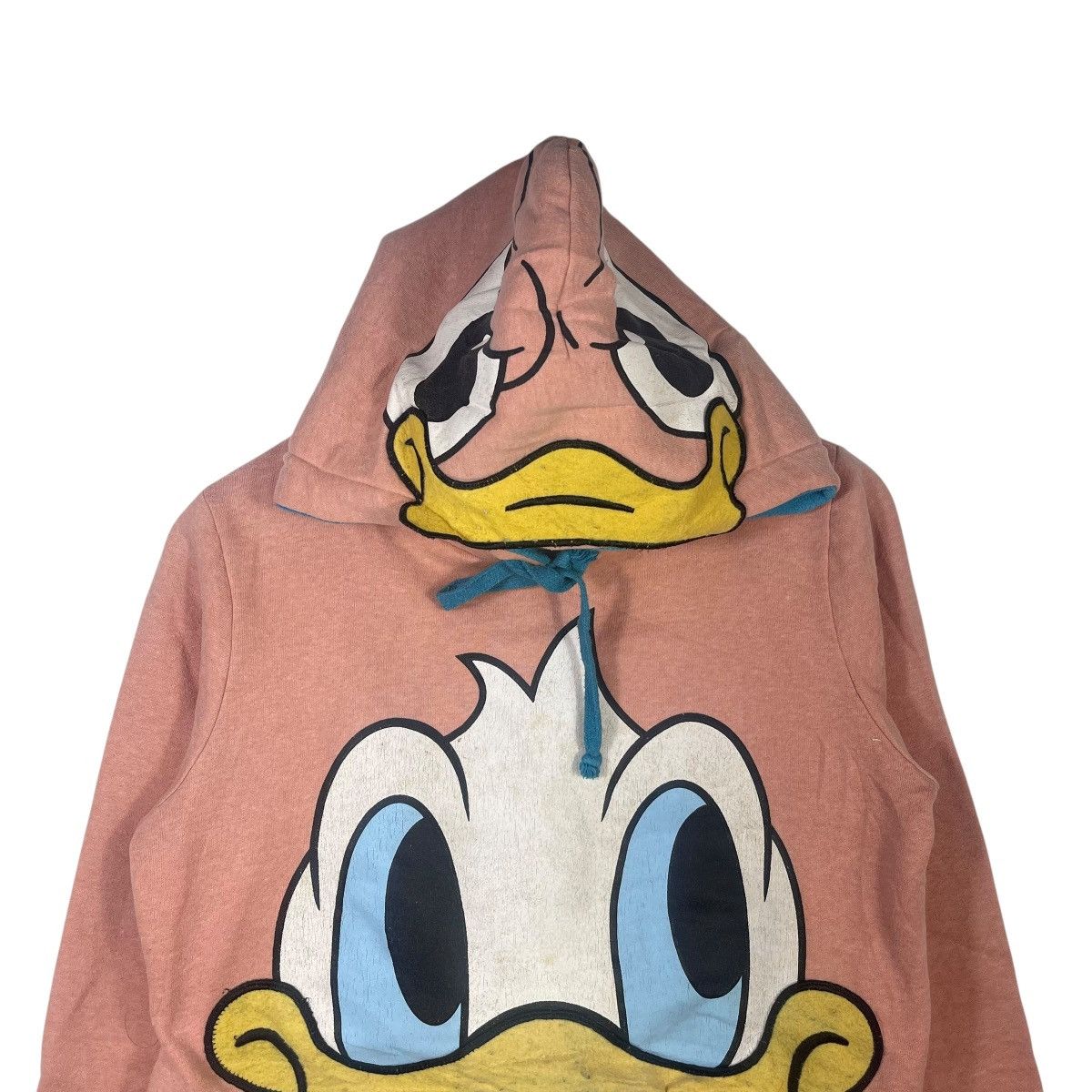 Disney Vintage Donald Duck Big Face Hoodie Pink Cartoon Fleece Size M / US 6-8 / IT 42-44 - 2 Thumbnail