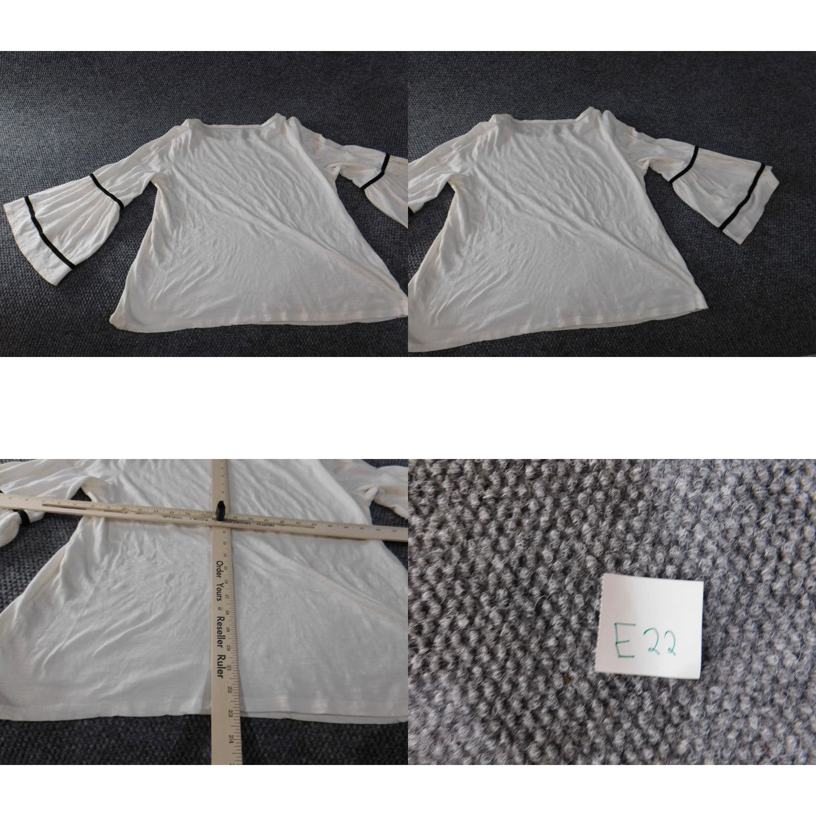 Ann Taylor Loft Blouse L Beige Womens Crew Neck Bell Sleeve Cotton Knit Casual Ann Taylor Loft Size L / US 10 / IT 46 - 8 Thumbnail