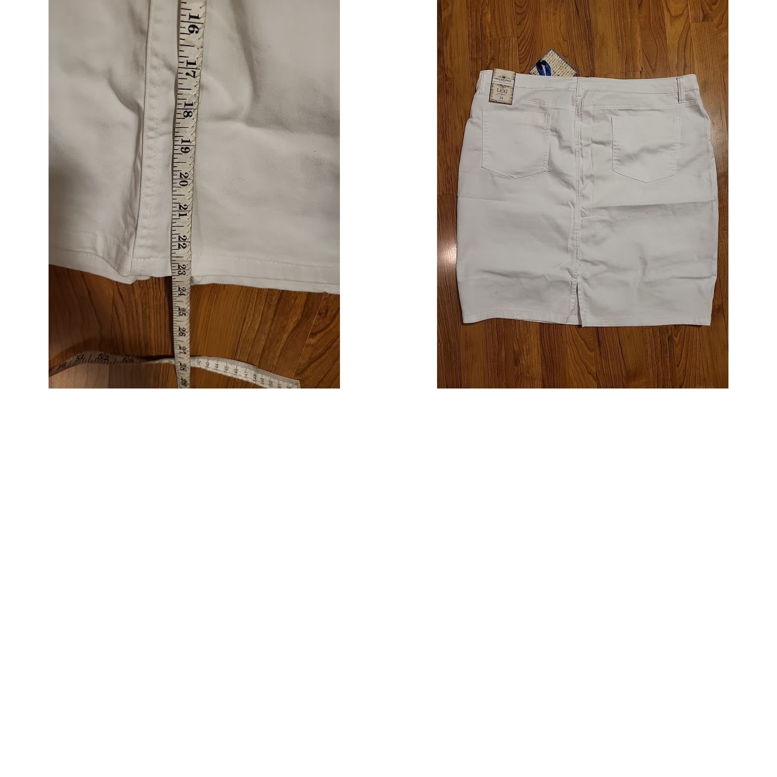 Denime Lexi Denim Skirt 24 Plus White Stretch NWT Cotton/ Poly/ Spandex Women Size 42" / US 20 - 8 Thumbnail