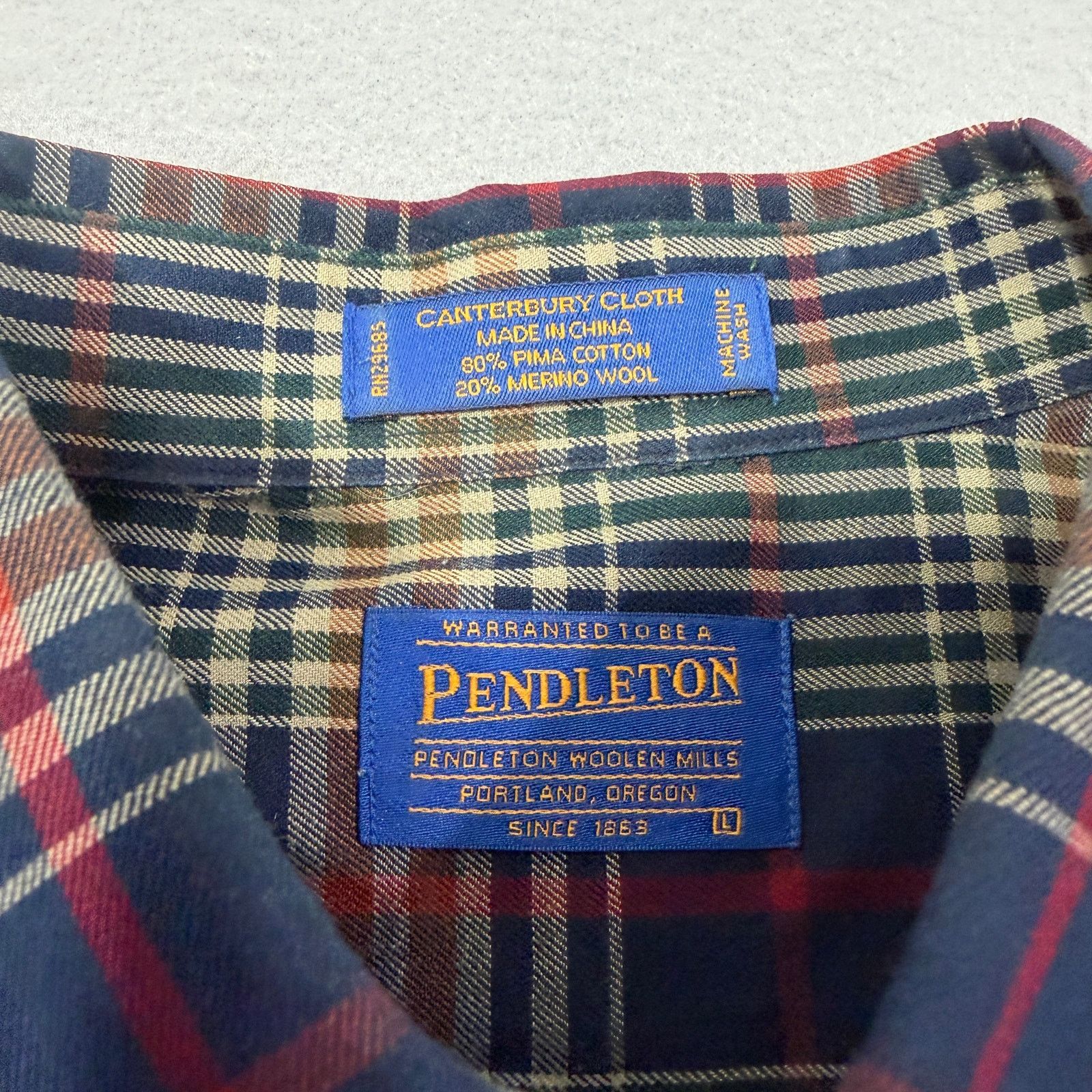 Pendleton Pendleton Canterbury Cloth Shirt Large Plaid Long Sleeve Size US L / EU 52-54 / 3 - 4 Thumbnail