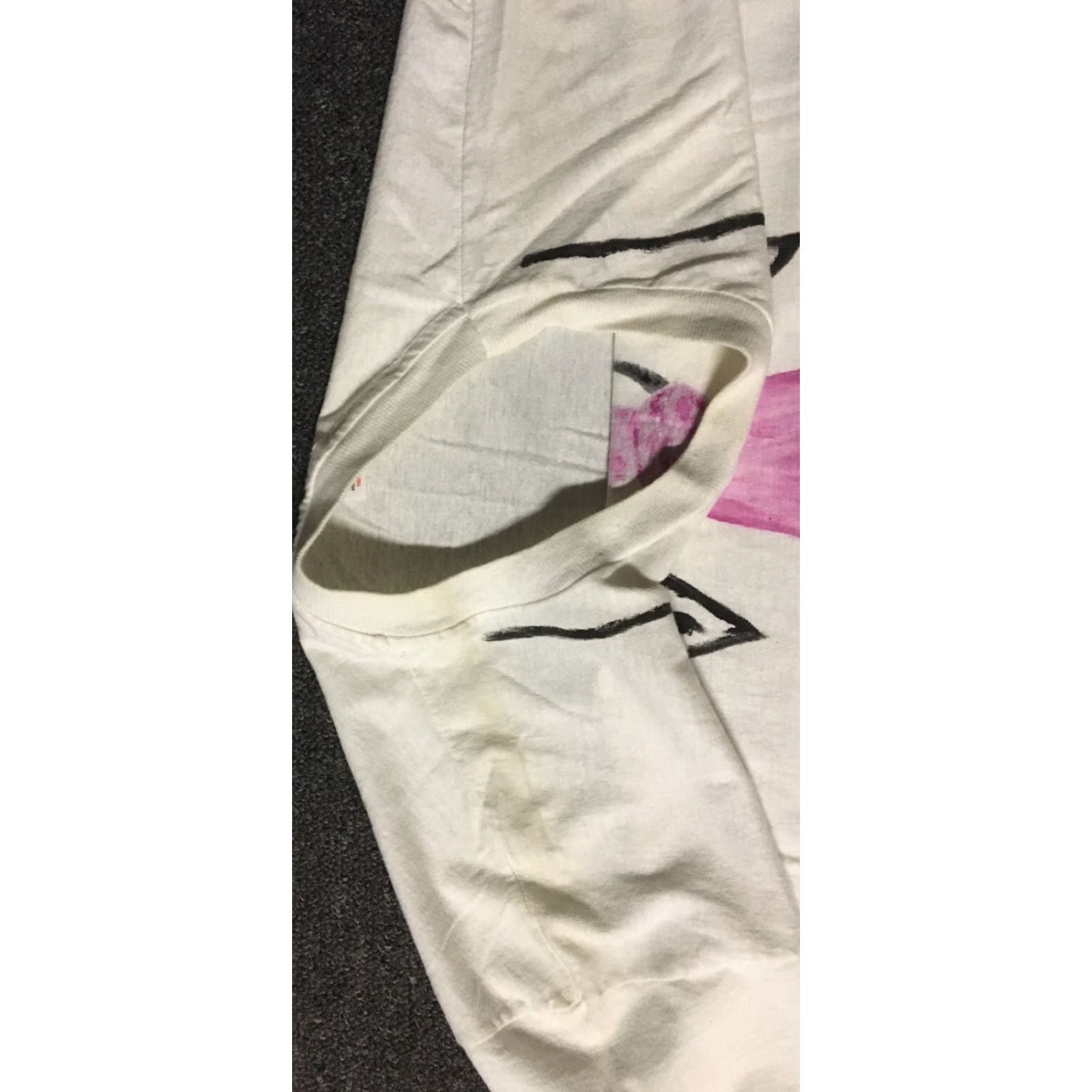 Hanes VINTAGE Hanes T-Shirt Shirt Mens L White 80s Grunge Logo Joke 90s California USA Punk Rock Trucker Thrashed Funny Humor Office Single Stitch Sleeve Size US L / EU 52-54 / 3 - 4 Thumbnail