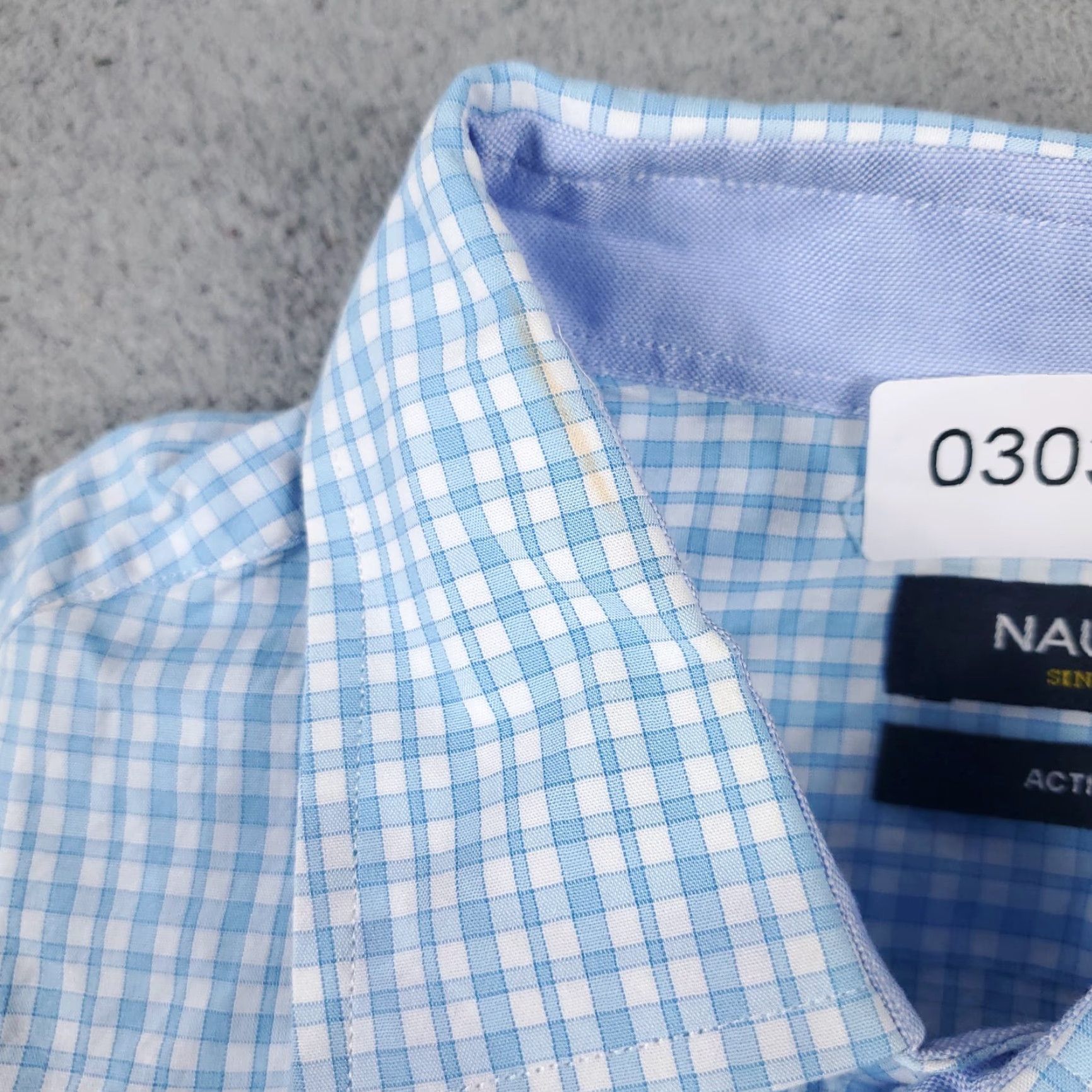 Nautica Nautica Dress Shirt Mens Size 16 Blue Plaid Button-Up Long Sleeve Regular Fit Size 42R - 6 Thumbnail