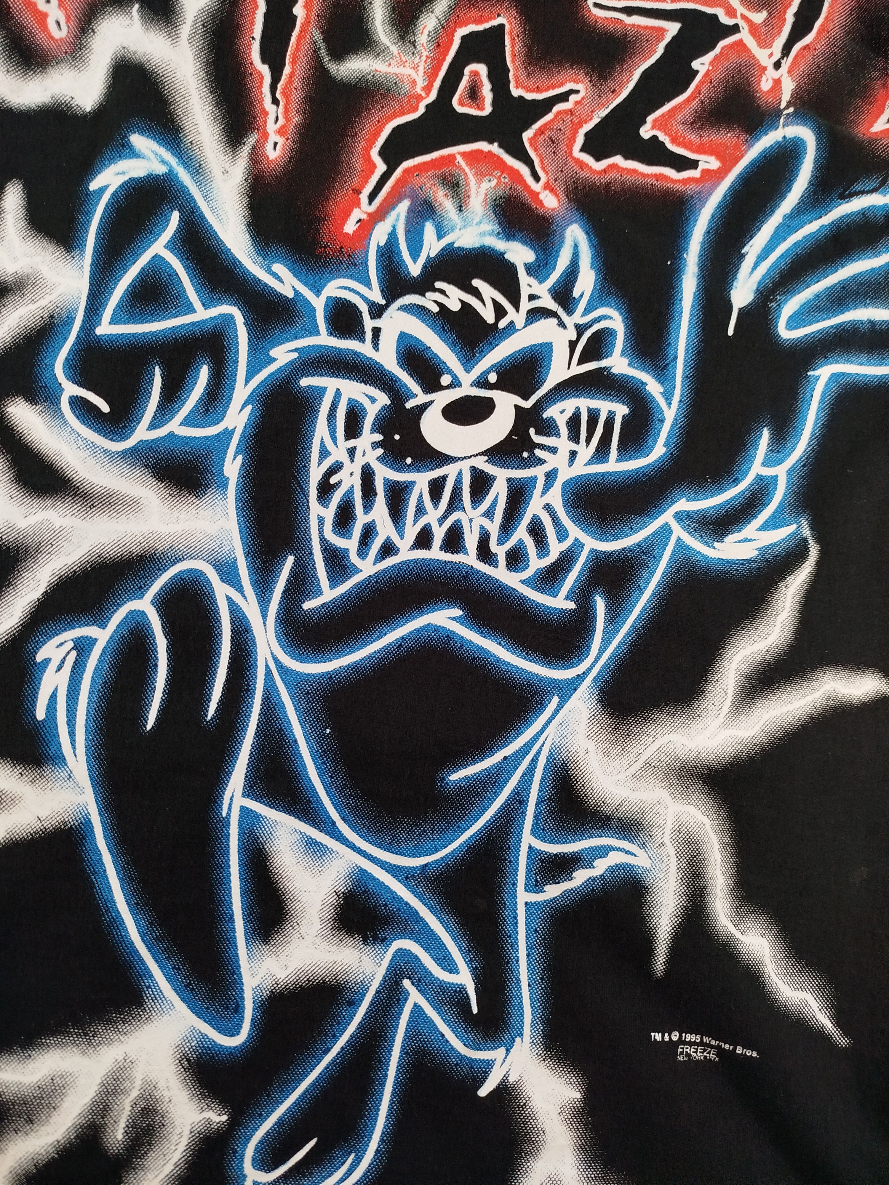 Warner Bros Vintage Taz Looney Tunes Aop Neon Screen Print Rare Size M Size US M / EU 48-50 / 2 - 7 Thumbnail
