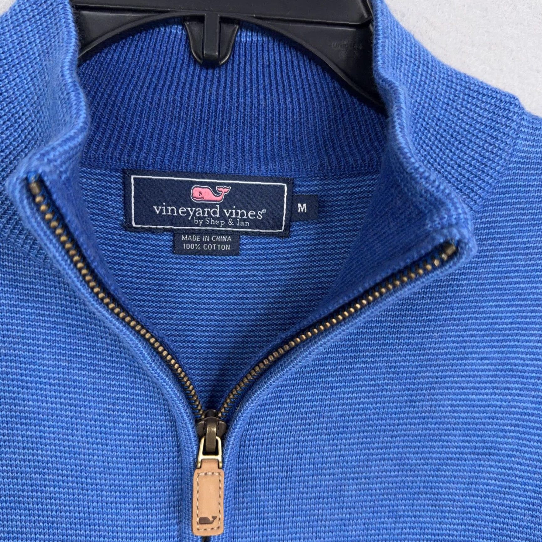 Vineyard Vines Vineyard Vines Sweater Mens Medium Blue Cotton 1/4 Zip Mock Neck Knit Pullover Size US M / EU 48-50 / 2 - 3 Thumbnail